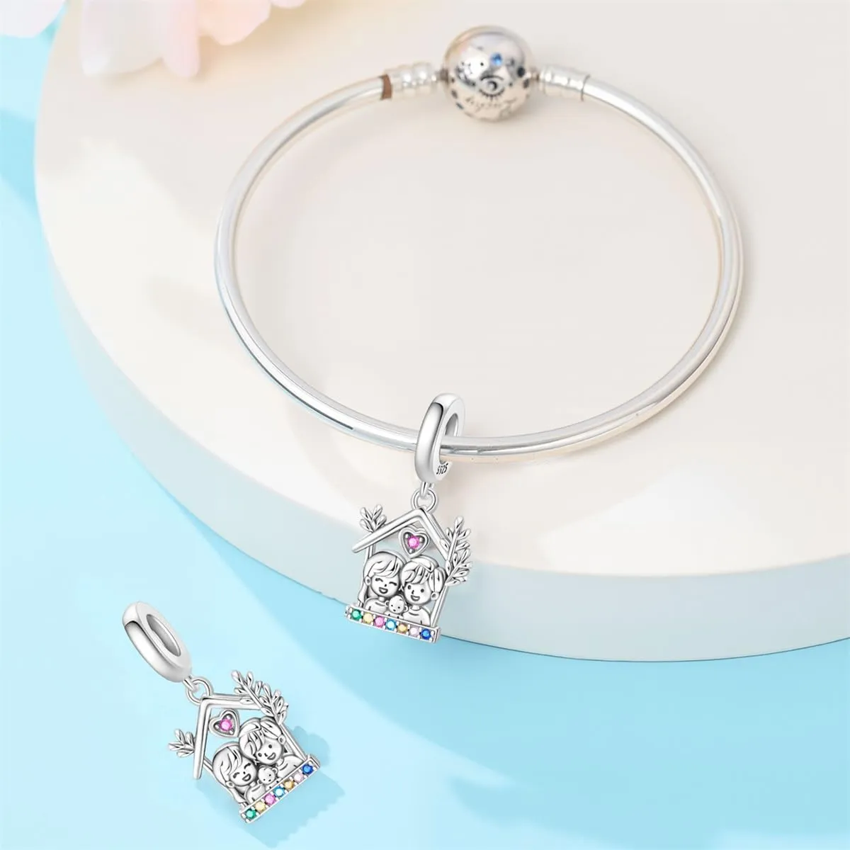 QIKAOLA Ciondolo Bead Charm Perline in argento sterling S925 per bracciali e collane europee per donne - immagine 4
