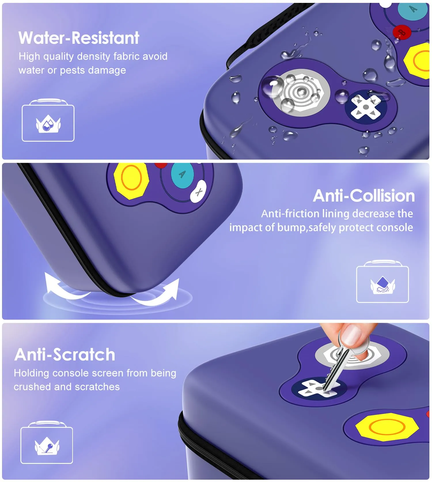 iVoler Custodia di Trasporto compatibile con Nintendo Switch/Nintendo Switch 2, Case da Viaggio Rigido Deluxe per Console Switch e Altri Accessori (Viola, Switch 2, Standard) - immagine 4