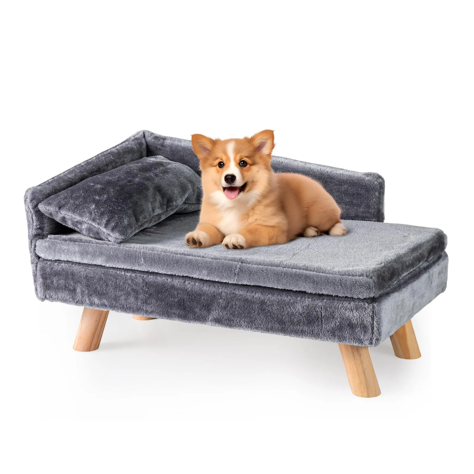 SOARS Divano per Cani con Schienale e Cuscino, 71 x 43 x 40 cm, Grigio - immagine 1