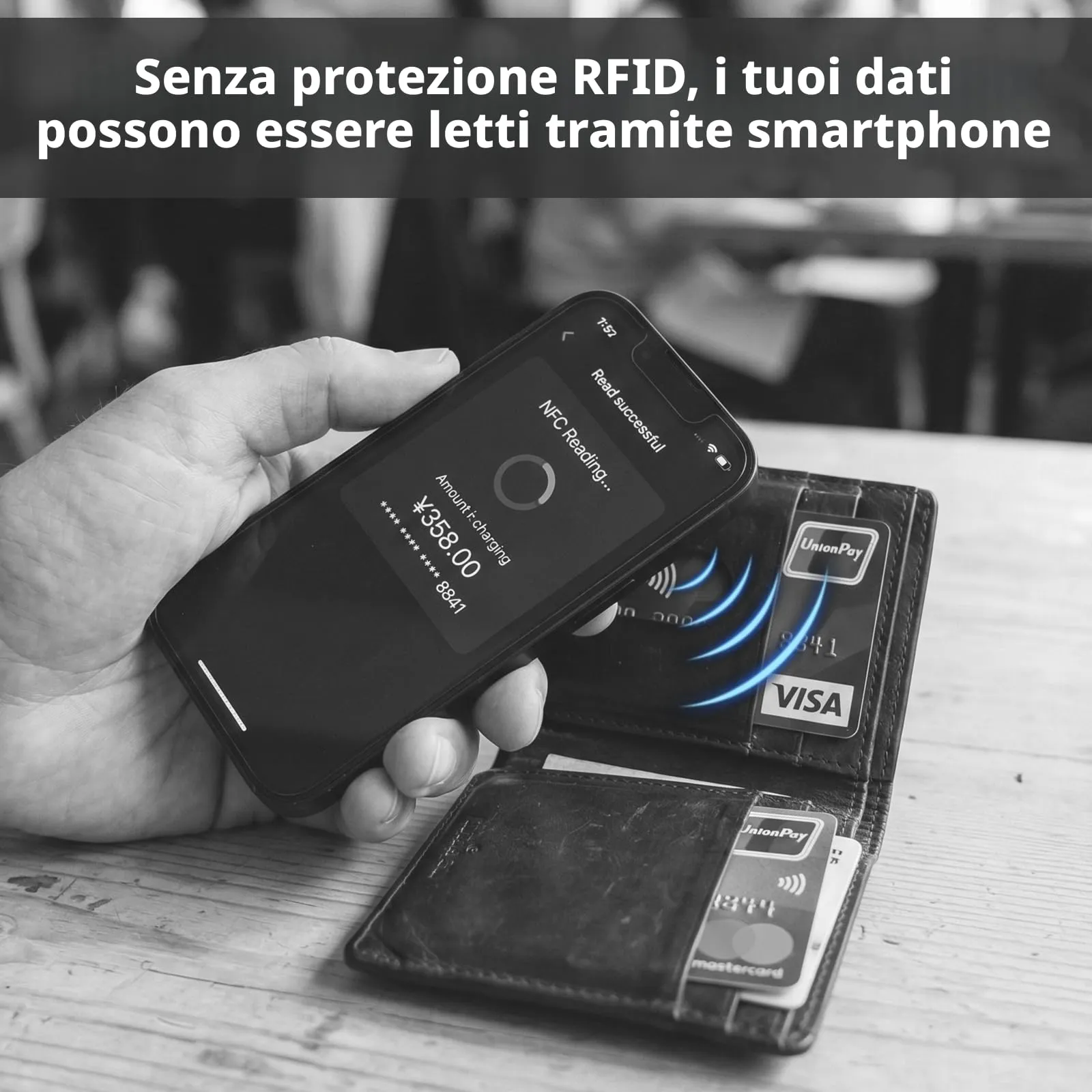 Carehabi Porta Carte di Credito Schermato 6 Pezzi Schermatura Carta di Credito Custodia Trasparente RFID 13.56 MHz per Viaggio e Uso Quotidiano 86x54mm Nero - immagine 3