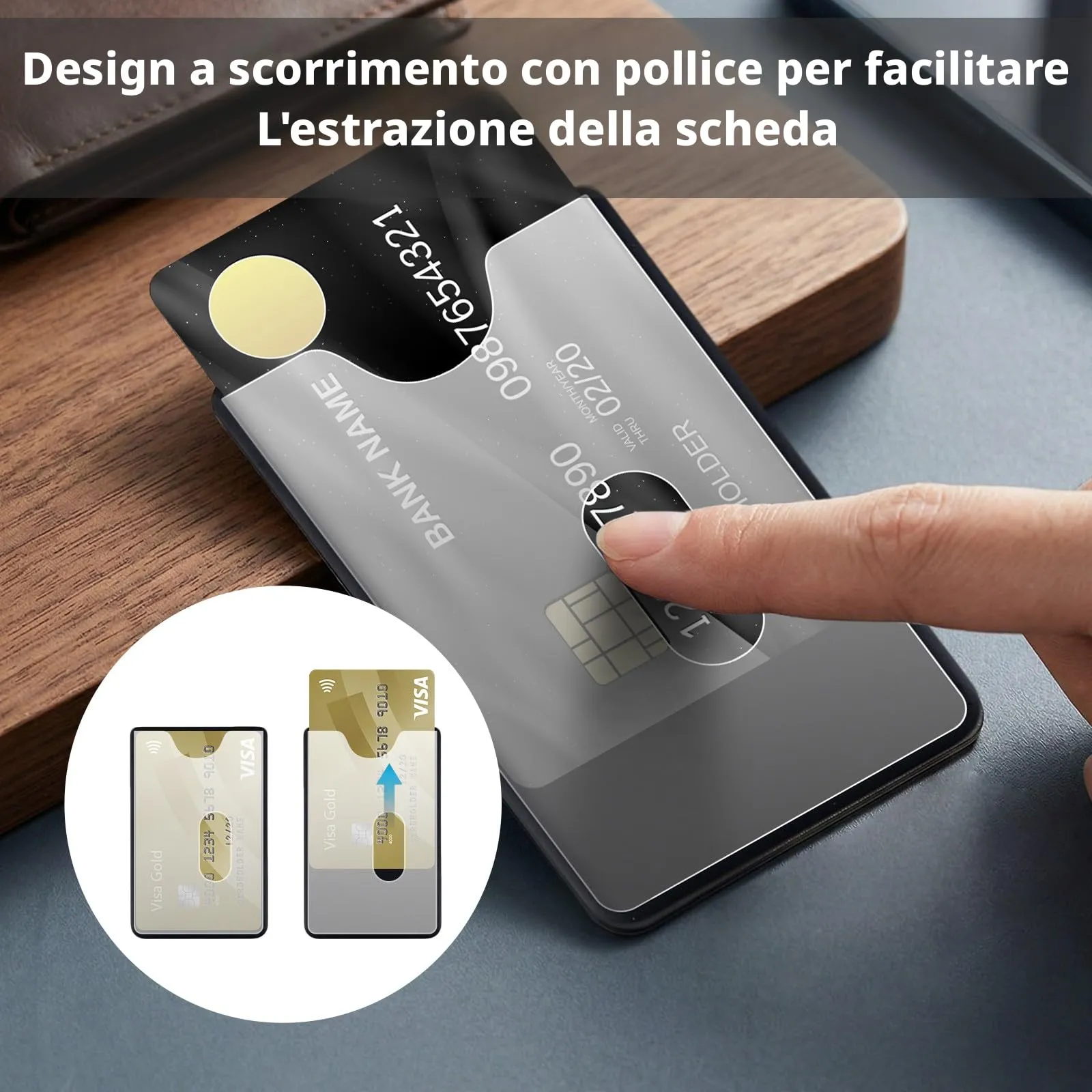 Carehabi Porta Carte di Credito Schermato 6 Pezzi Schermatura Carta di Credito Custodia Trasparente RFID 13.56 MHz per Viaggio e Uso Quotidiano 86x54mm Nero - immagine 4