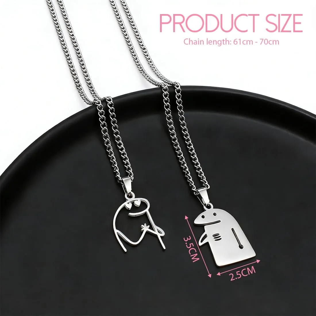 ZUWIJEQ 2 Pcs Collana Hip Hop, Collana Con Ciondolo In Acciaio Inossidabile, Collana Coppia Regalo Gioielli Uomo Donna, Semplice, Collana Amicizia, Accessori Di Abbigliamento,Regalo Per San Valentino - immagine 4