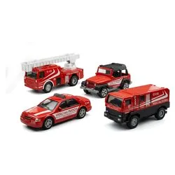 Set auto modelli 4 pz scala 1:64 con retrocarica VIGILI DEL FUOCO 0855 - immagine 1