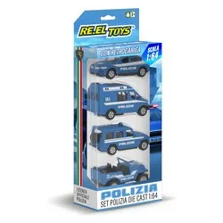 Set auto modelli 4 pz scala 1:64 con retrocarica POLIZIA 0854 - immagine 1