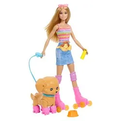 Set bambola pattini con cucciolo al guinzaglio BARBIE JMJ44 - immagine 1