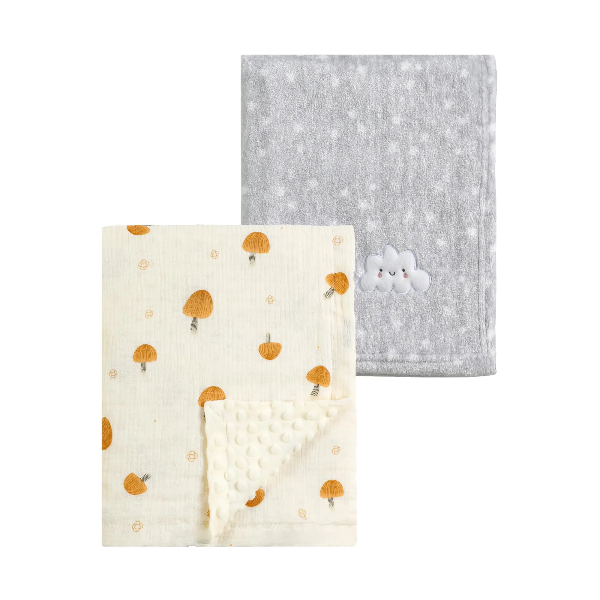 CREVENT 2 pezzi 75 x 100 cm coperta morbida e calda per neonati e bambini piccoli per culla – Nuvola grigia + seta mussola - immagine 1