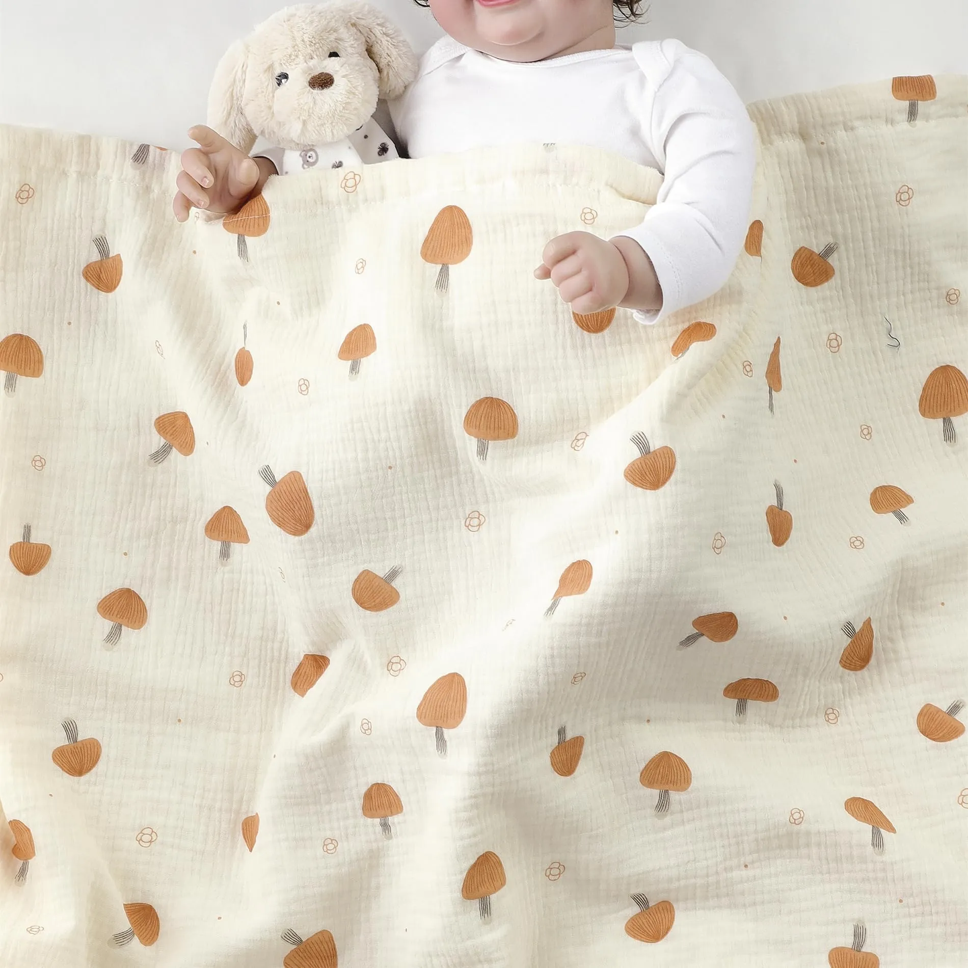 CREVENT 2 pezzi 75 x 100 cm coperta morbida e calda per neonati e bambini piccoli per culla – Nuvola grigia + seta mussola - immagine 5