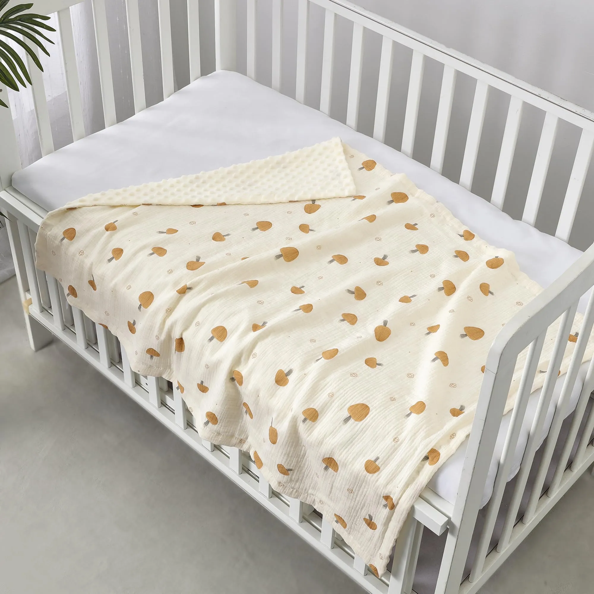 CREVENT 2 pezzi 75 x 100 cm coperta morbida e calda per neonati e bambini piccoli per culla – Nuvola grigia + seta mussola - immagine 7
