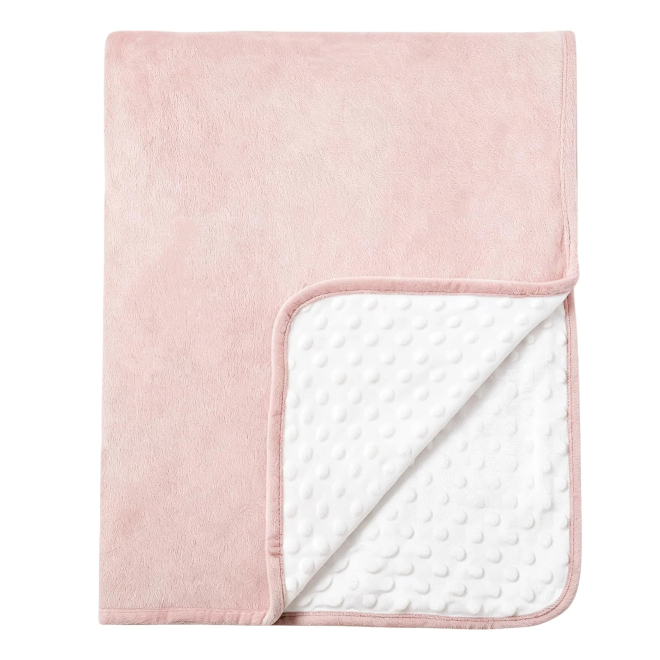CREVENT Coperta in visone per bambini e bambine, morbido peluche avvolgente per neonati - 75x100 cm (Rosa + Bianco) - immagine 2