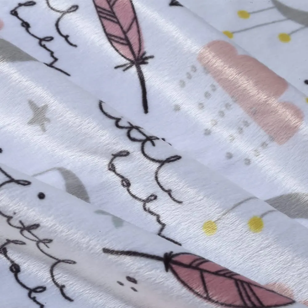 CREVENT 2 coperte per neonati e bambini piccoli, 76 x 102 cm, carine, accoglienti, morbide e calde - biancheria da letto per lettino, culla e passeggino - Grigio Nuvola + Minky Feather - immagine 7