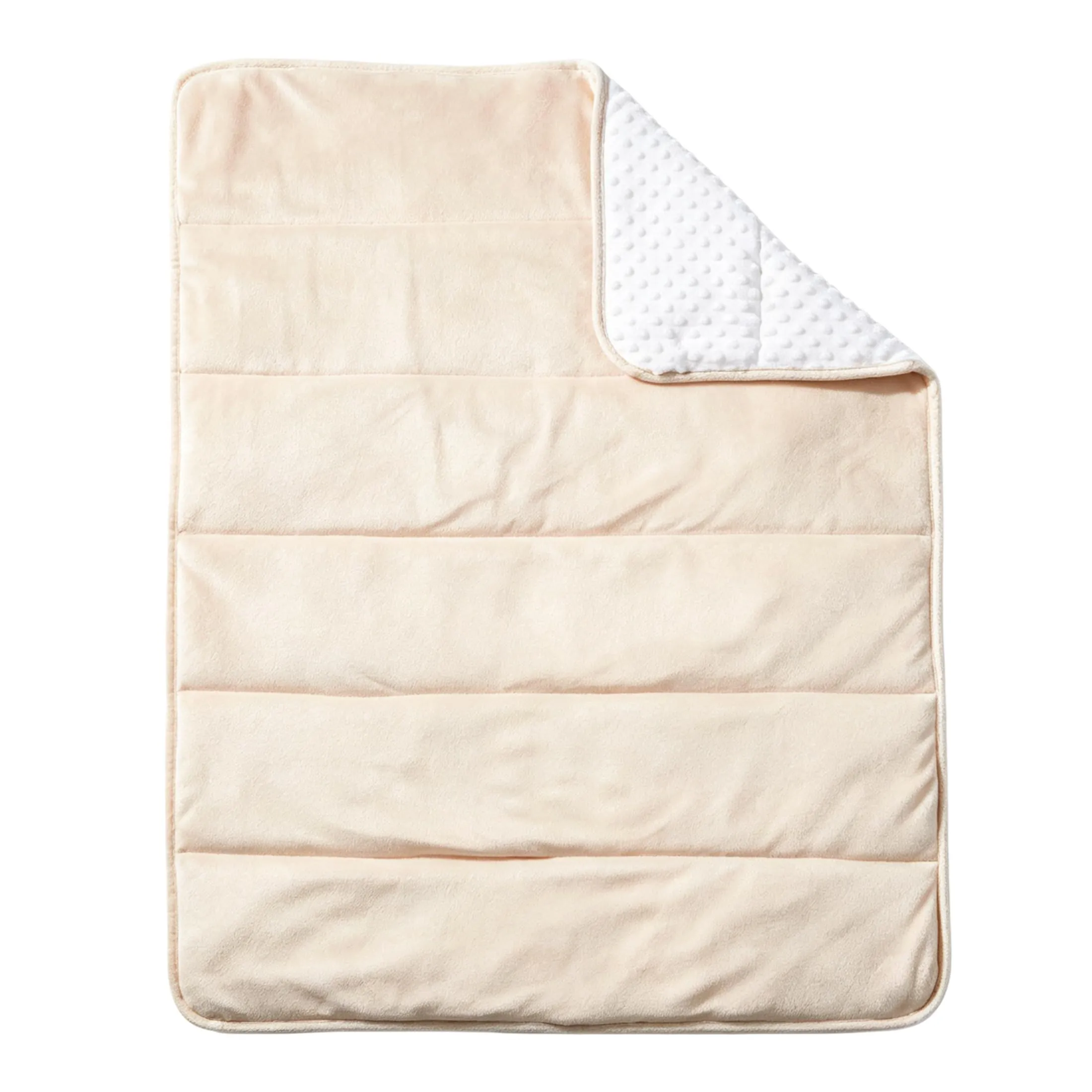 CREVENT Coperta trapuntata in visone per bambini e bambine, morbido peluche copertina avvolgente per neonati - 75x100 cm (beige + bianco) - immagine 3