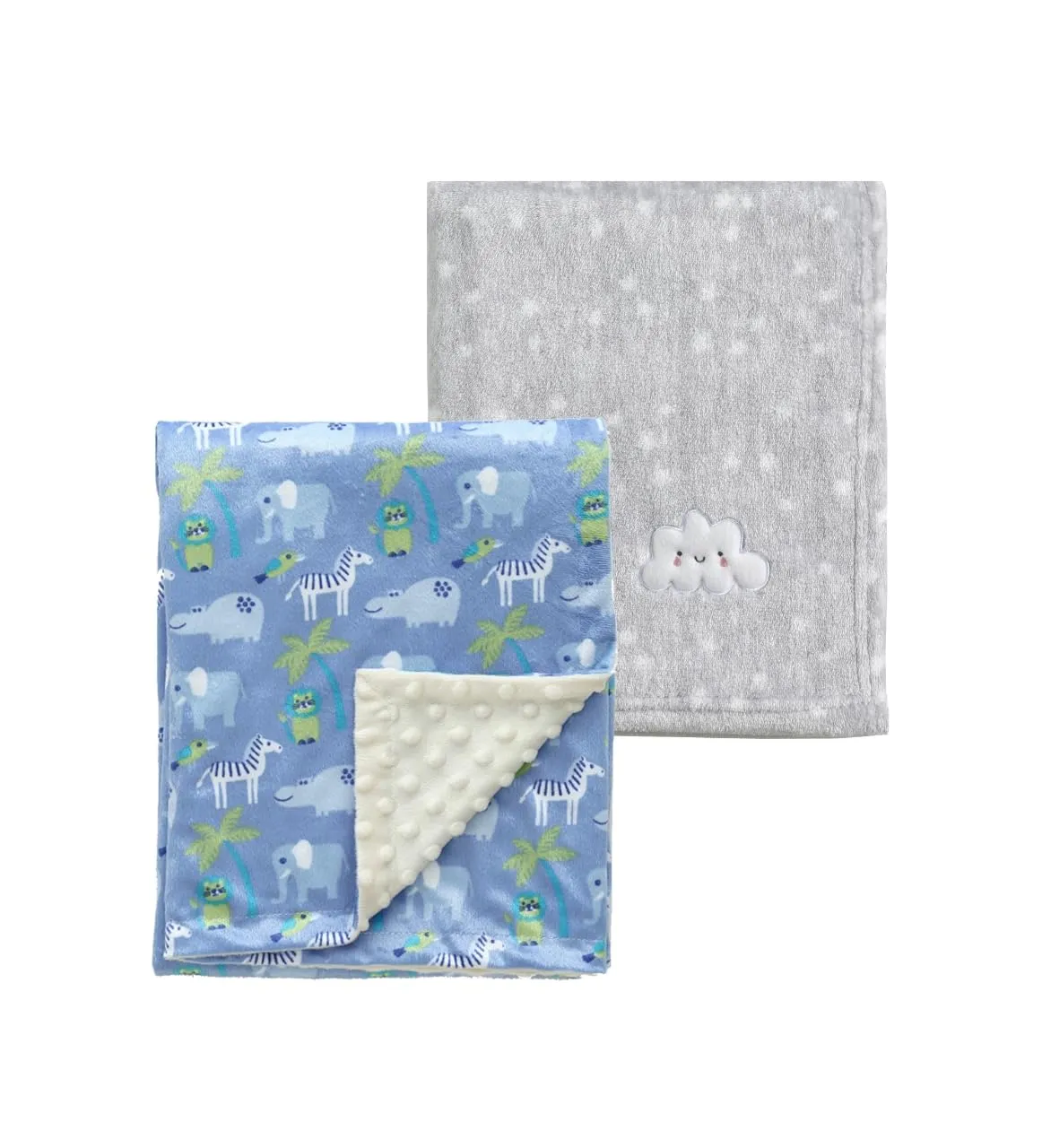 CREVENT 2 pezzi 75 x 100 cm Coperta soffice e calda per neonati e bambini piccoli per lettino e passeggino - Nuvola grigia + Visone Zoo - immagine 1