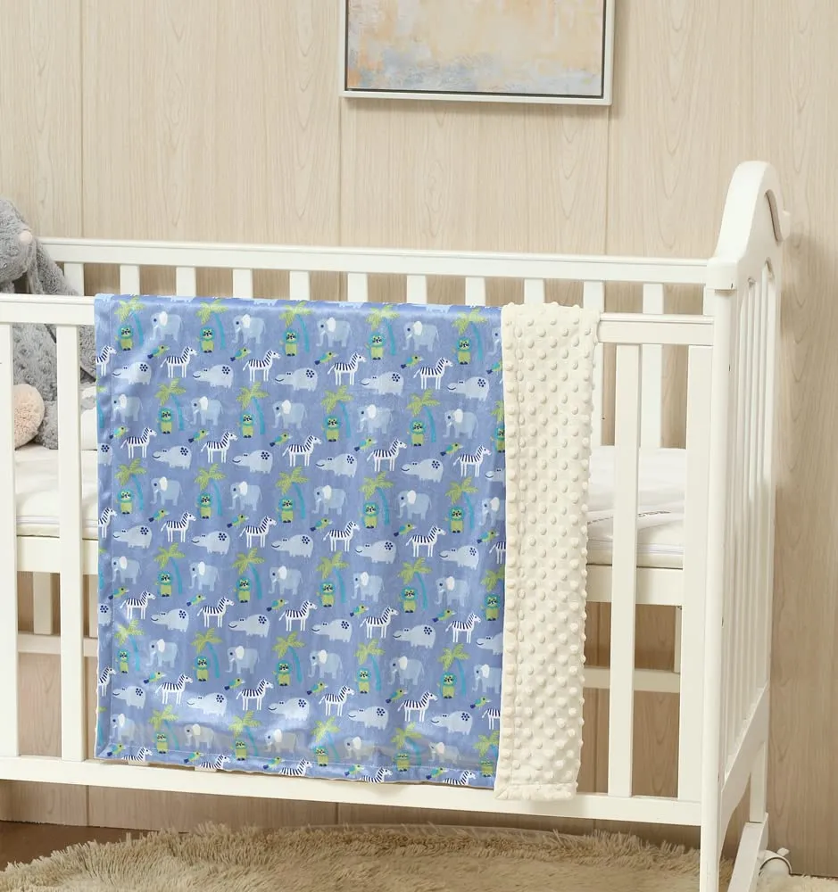 CREVENT 2 pezzi 75 x 100 cm Coperta soffice e calda per neonati e bambini piccoli per lettino e passeggino - Nuvola grigia + Visone Zoo - immagine 3