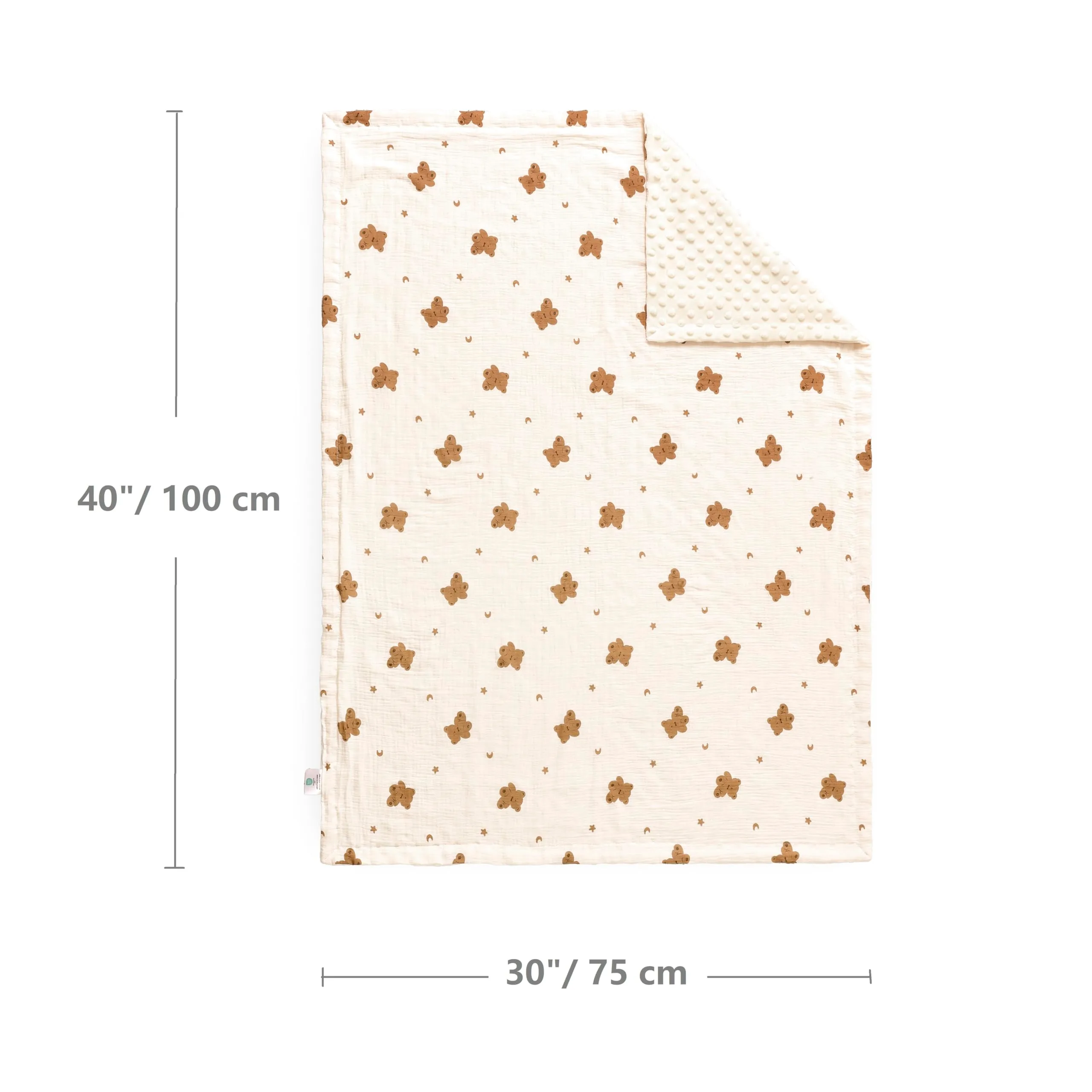 CREVENT 2 pezzi 75cm x 100cm Coperte per bambini carine, accoglienti, soffici e calde per neonati e bambini piccoli, biancheria da letto per culla, lettino, passeggino - Nuvola grigia + Orso mussola - immagine 9