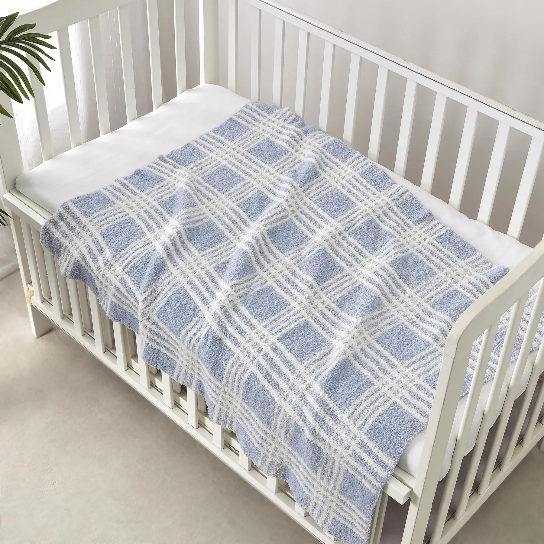 CREVENT 2 pezzi 75cm x 100cm coperte per bambini carine, accoglienti, soffici e calde per neonati e bambini piccoli, biancheria da letto per lettino, culla, passeggino - Grigio nuvola + linea a maglia - immagine 8
