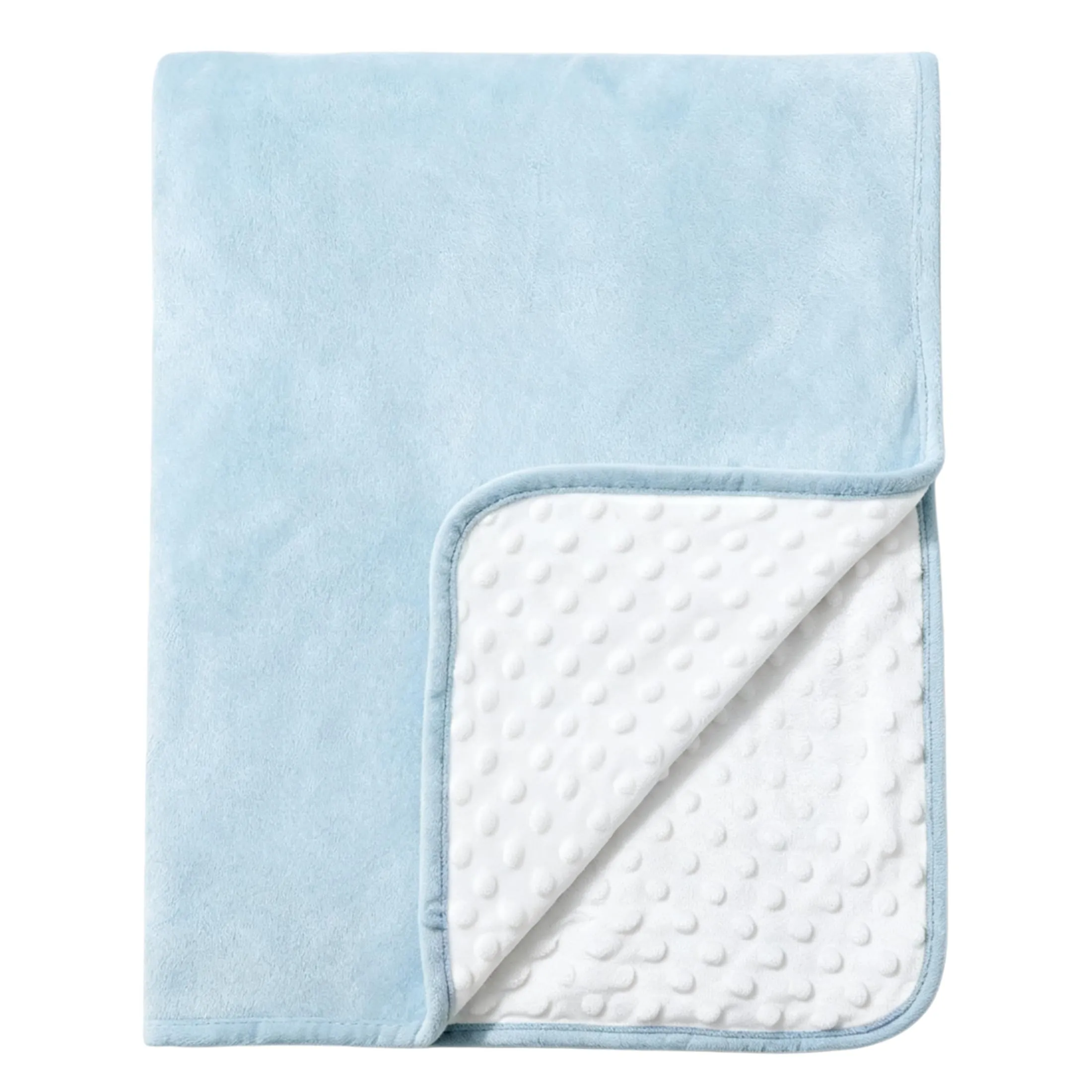CREVENT Coperta in visone per bambini e bambine, morbido peluche copertina avvolgente per neonati - 75x100 cm (Blu + Bianco) - immagine 2