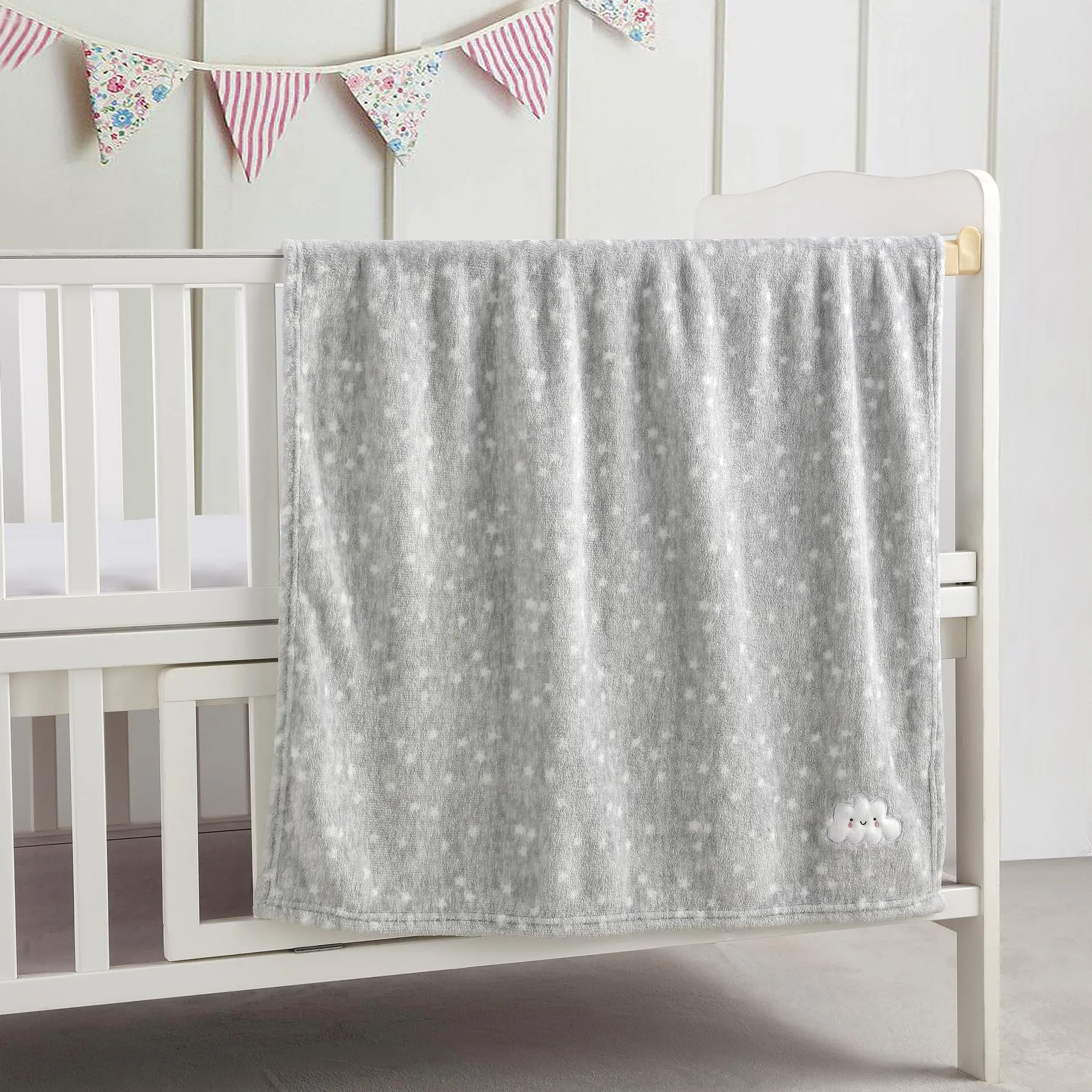 CREVENT 2 pezzi 75 x 100 cm Coperta soffice e calda per neonati e bambini piccoli per lettino e passeggino - Nuvola grigia + Visone Dinosauro - immagine 2