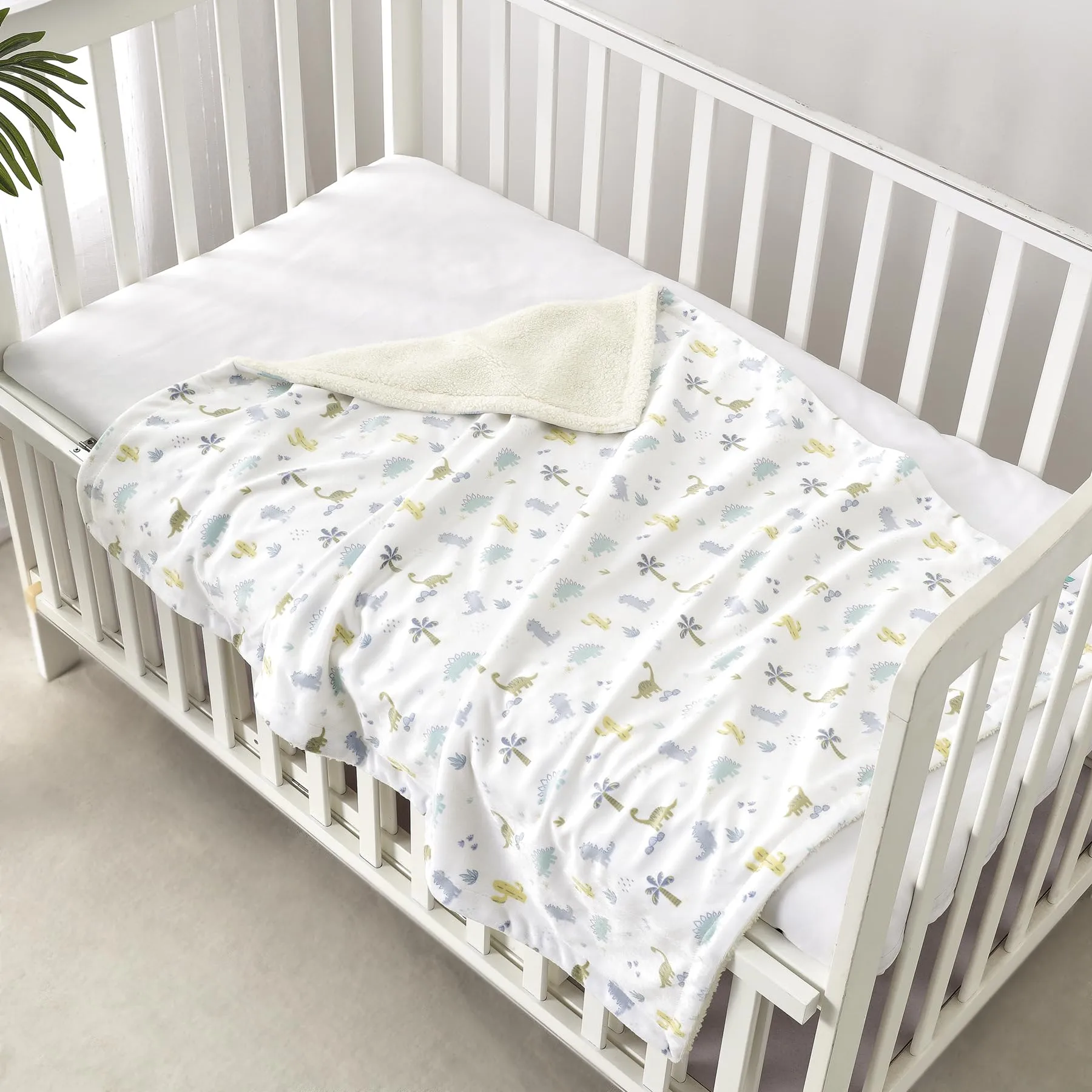 CREVENT 2 pezzi 75 x 100 cm Coperta soffice e calda per neonati e bambini piccoli per lettino e passeggino - Nuvola grigia + Visone Dinosauro - immagine 7
