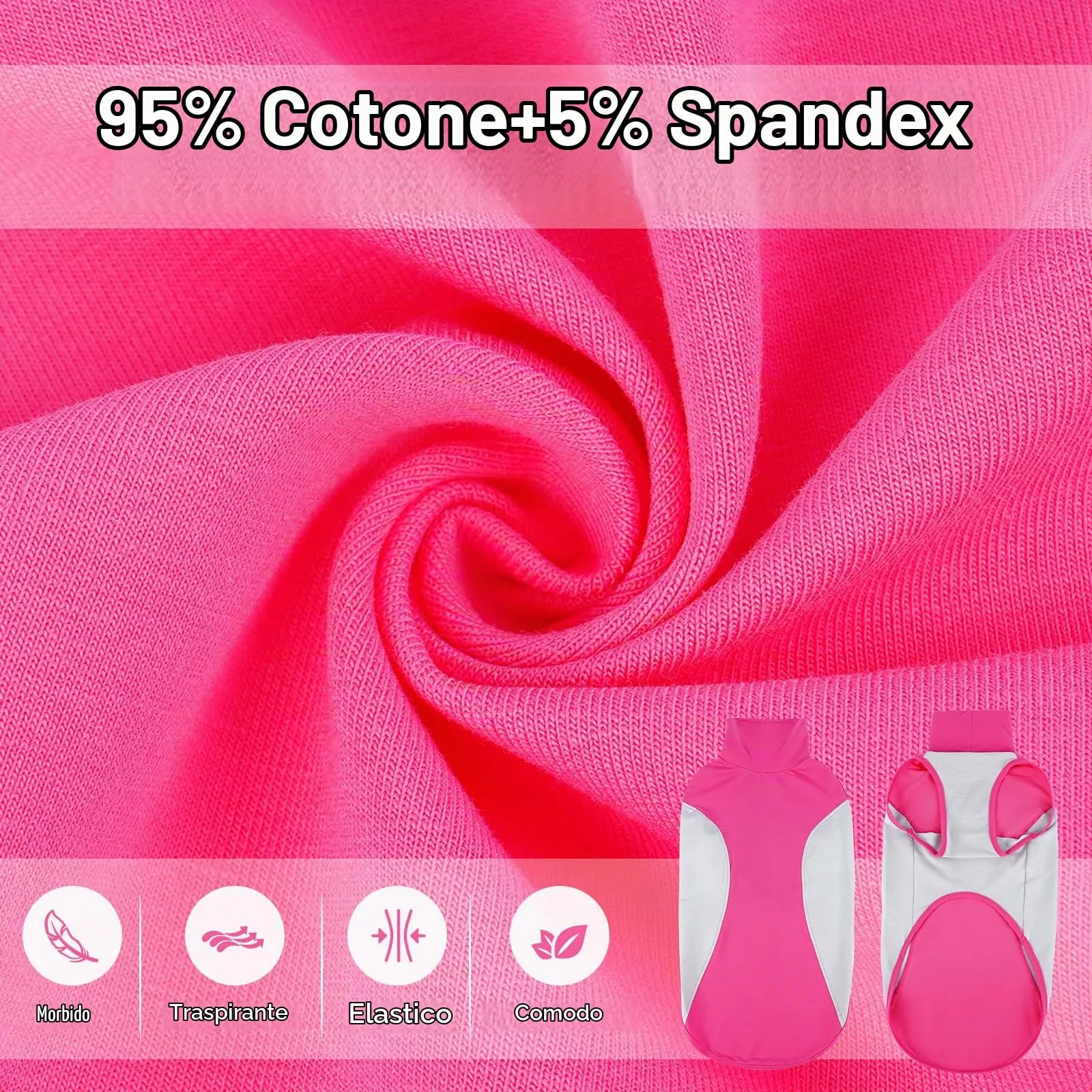 Maglietta per Whippet, Cotone Felpa Levrieri Italiani Camicia Whippet Traspirante Canotta Gilet Sportivo Senza Maniche Leggero Vestito Levrieri Italiani Felpa Elastico per Clima Mite(Rosa, M) - immagine 3