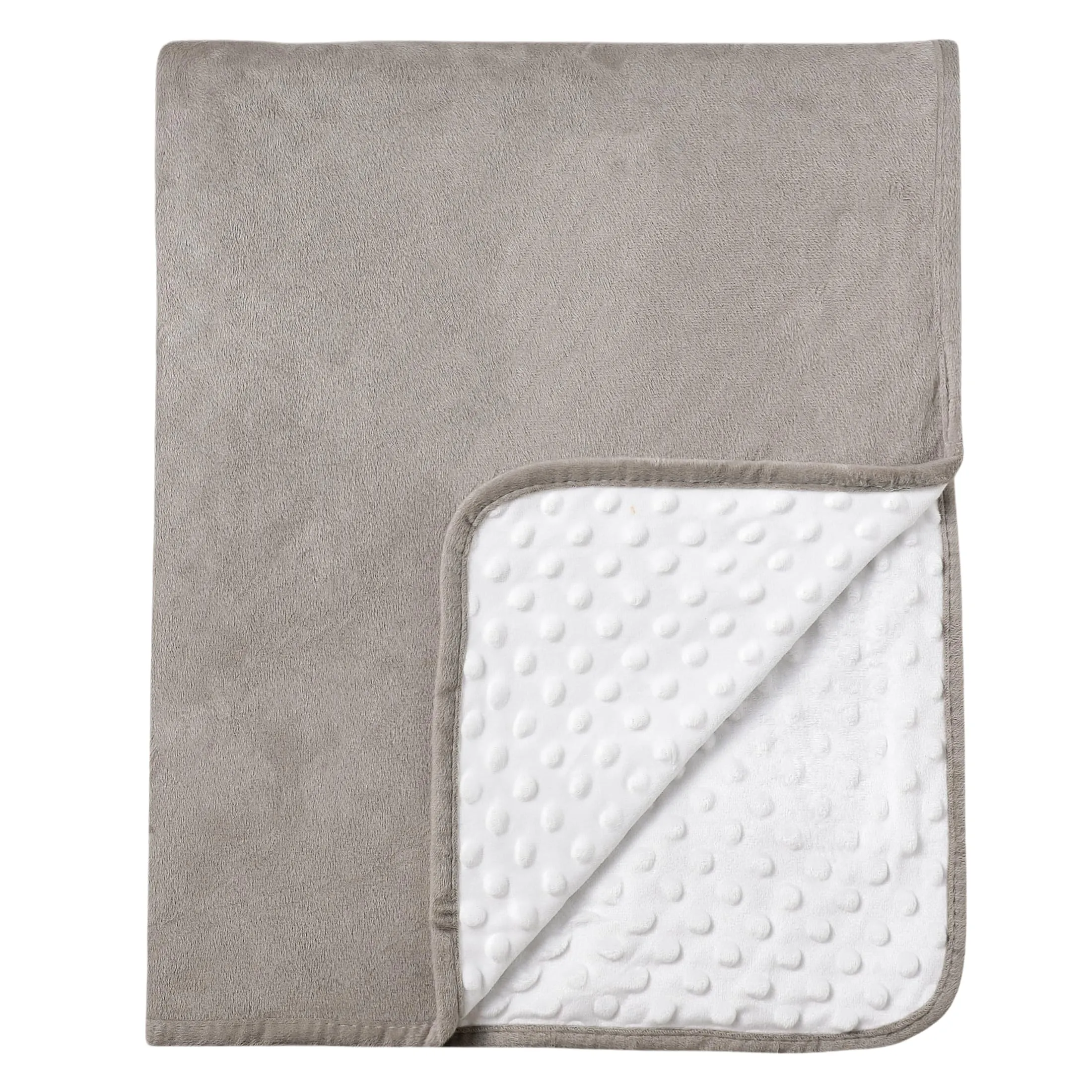 CREVENT Coperta per neonati in visone per bambini e bambine, morbida copertina avvolgente in peluche per neonati - 75x100 cm (grigio + bianco) - immagine 2