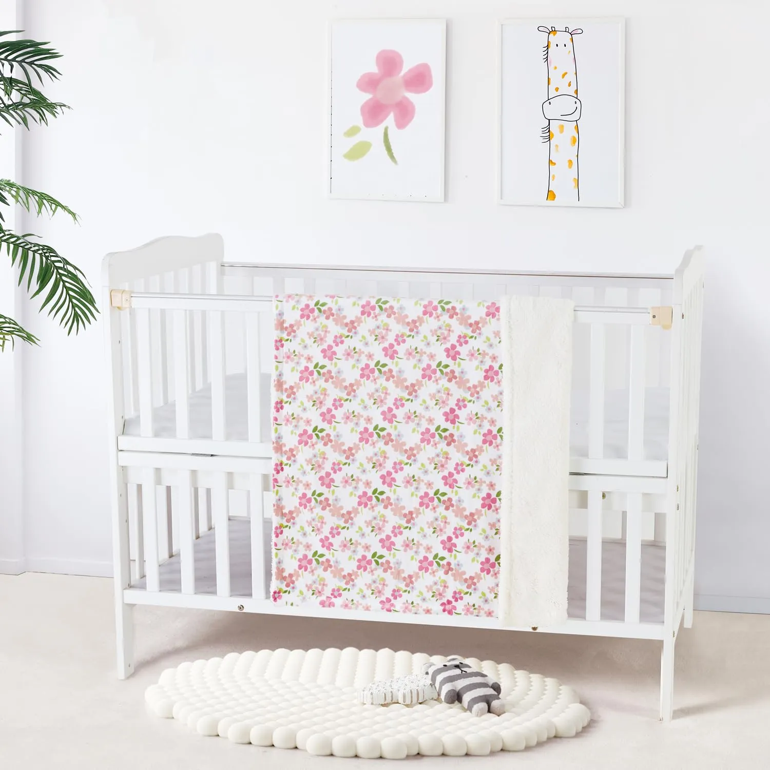CREVENT 2Pz Coperte 75cmX100cm Morbide e Calde per Bambini, per Lettino, Culla, Passeggino - Nuvola Grigia + Fiore Selvatico Color Zafferano - immagine 3