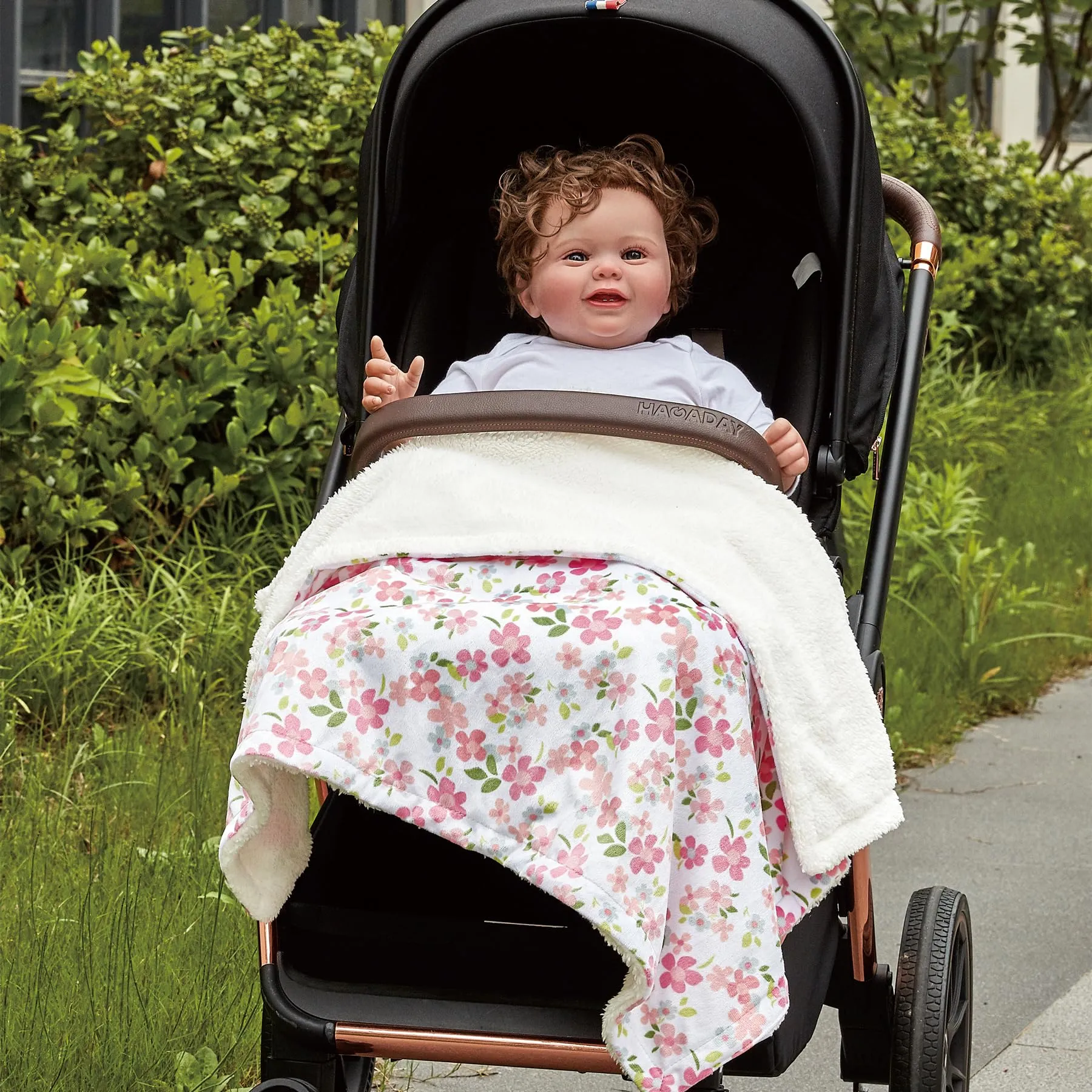 CREVENT 2Pz Coperte 75cmX100cm Morbide e Calde per Bambini, per Lettino, Culla, Passeggino - Nuvola Grigia + Fiore Selvatico Color Zafferano - immagine 5