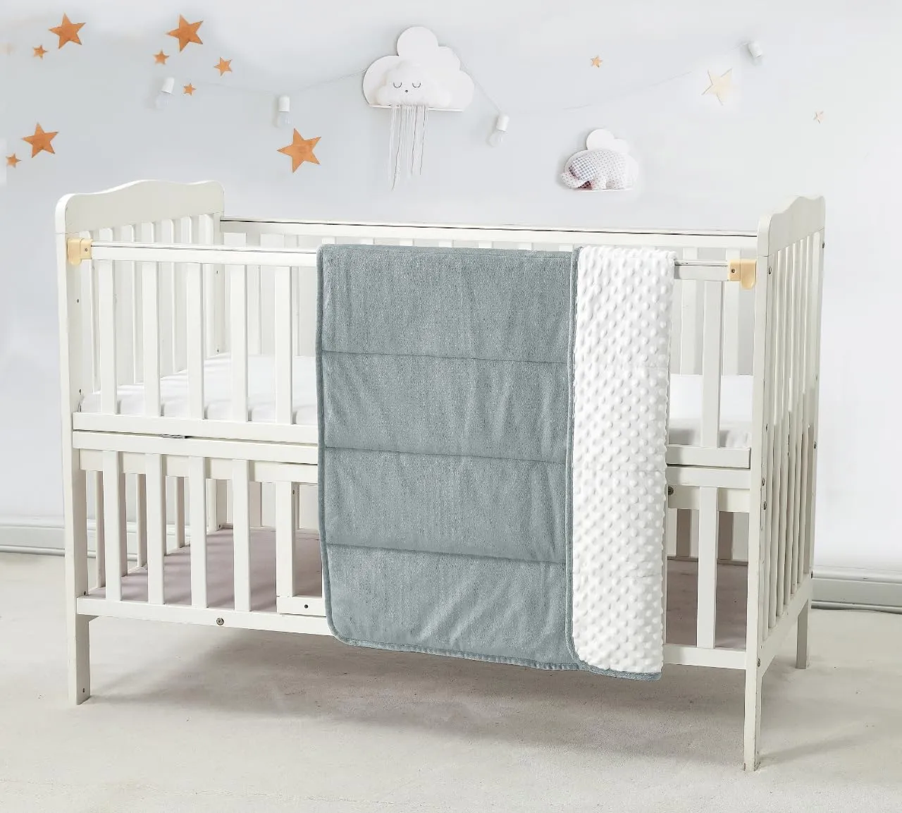 CREVENT Trapunta in visone per bambini, per maschi e femmine, morbido peluche coperta avvolgente per neonati - 75x100 cm (grigio + bianco) - immagine 4