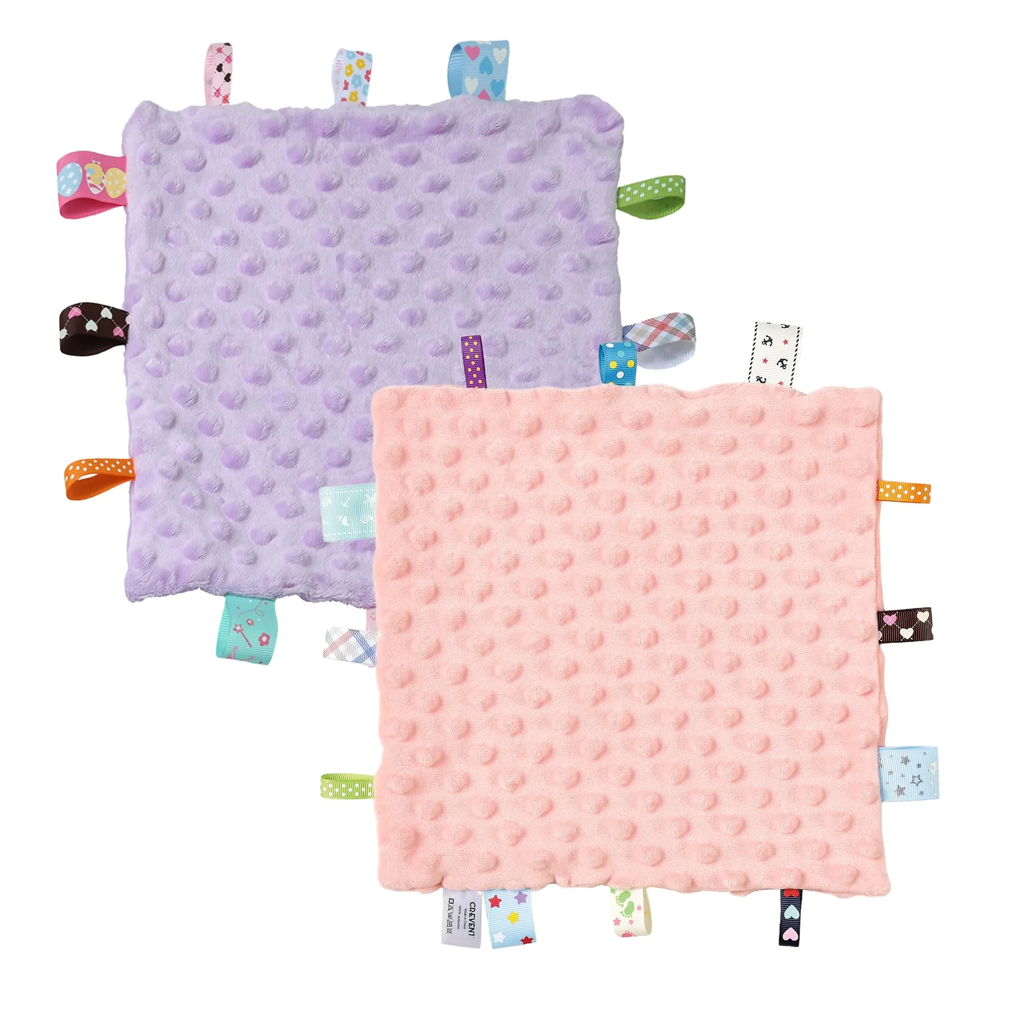 CREVENT Lenzuolo di Sicurezza per Bambini, Morbida Coperta per Neonati, Coperta Sensoriale in Pelliccia per Bambine, Compagno di Sonno Rilassante, 24X24cm 10"X10" 2 Pezzi - immagine 1