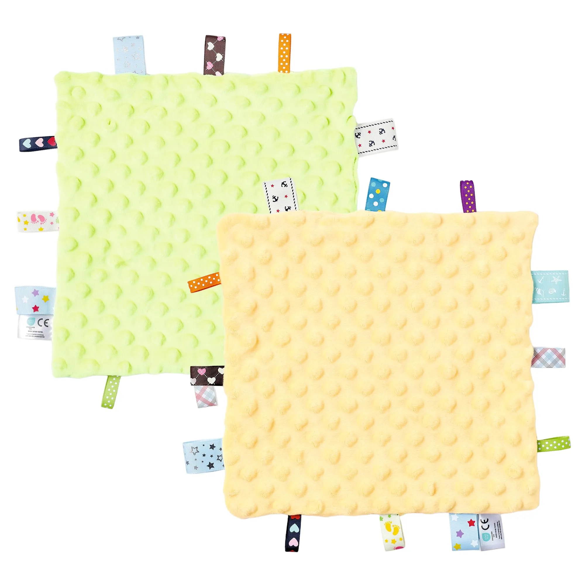 CREVENT Lenzuolo di Sicurezza per Bambini, Morbida Coperta per Neonati, Coperta Sensoriale in Peluche per Bambine, Compagno di Sonno Rilassante, 24X24cm 10"X10" 2 Pezzi - immagine 1