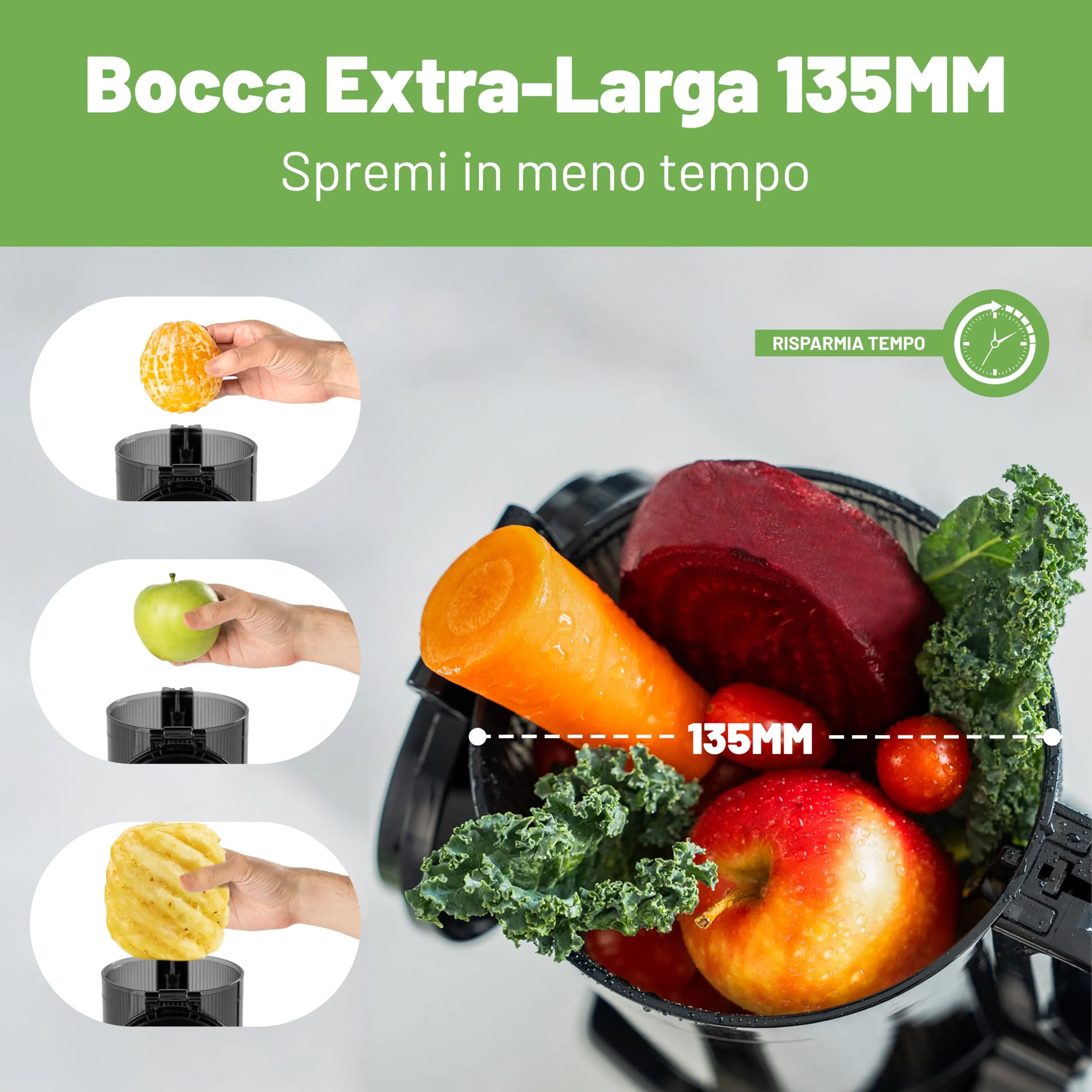 Fretta Estrattore di succo a freddo, 250W, bocca da 135 mm (Nero) - immagine 2