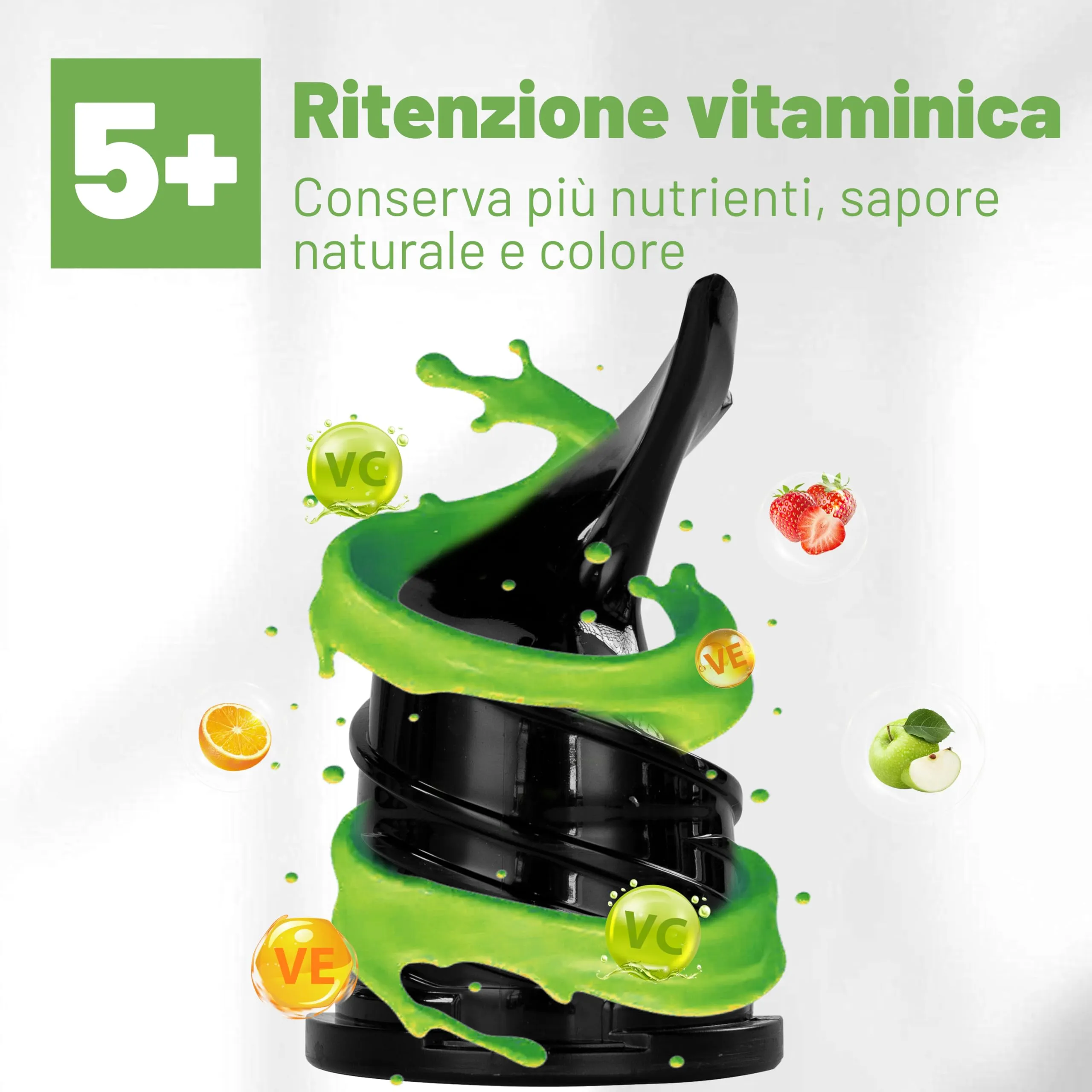 Fretta Estrattore di succo a freddo, 250W, bocca da 135 mm (Nero) - immagine 4