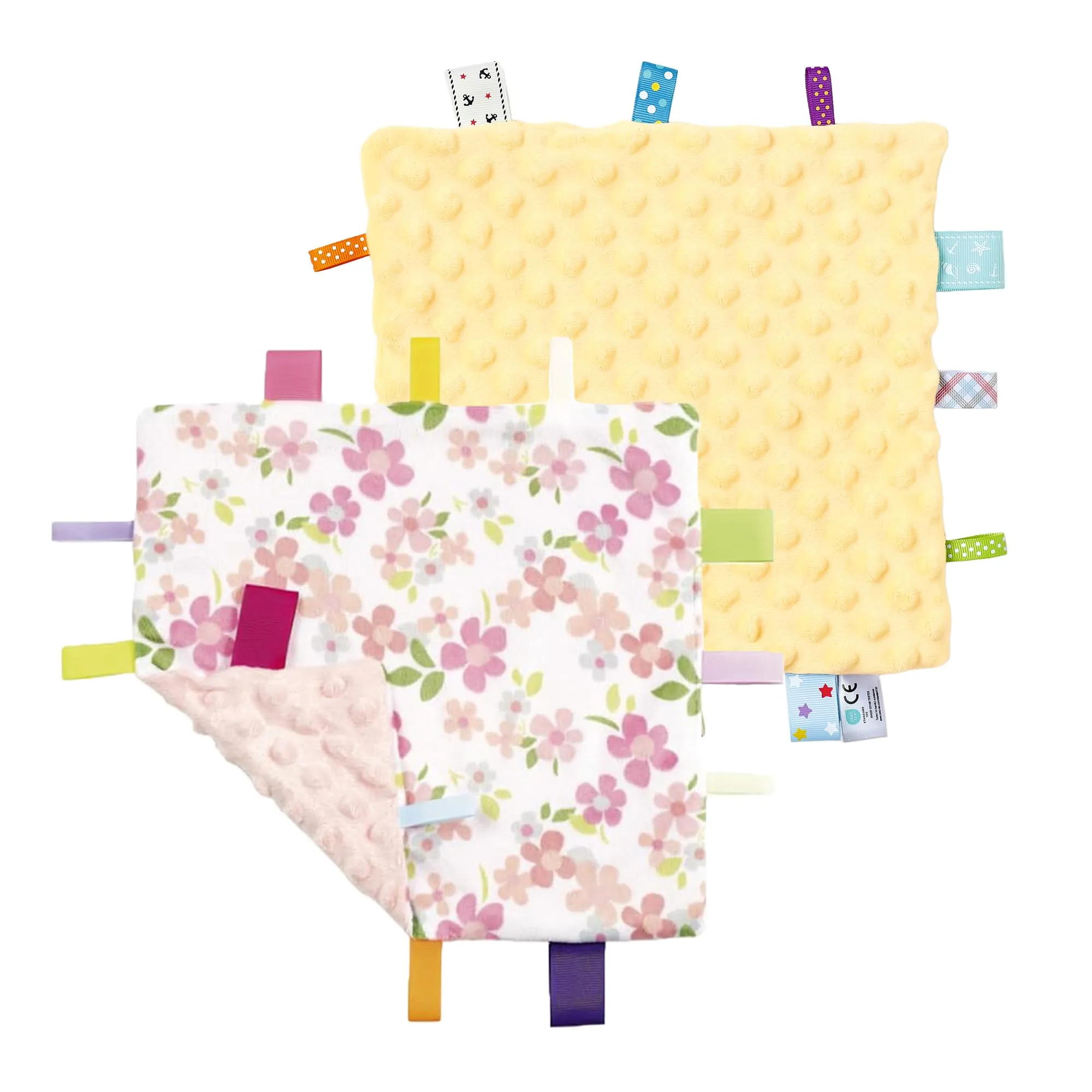 CREVENT Lenzuolo di Sicurezza per Neonati, Morbida Coperta per Bambini, Coperta Sensoriale in Pelliccia per Bambine, Compagno di Sonno Rilassante, 24X24cm 10"X10" 2 Pezzi - immagine 1