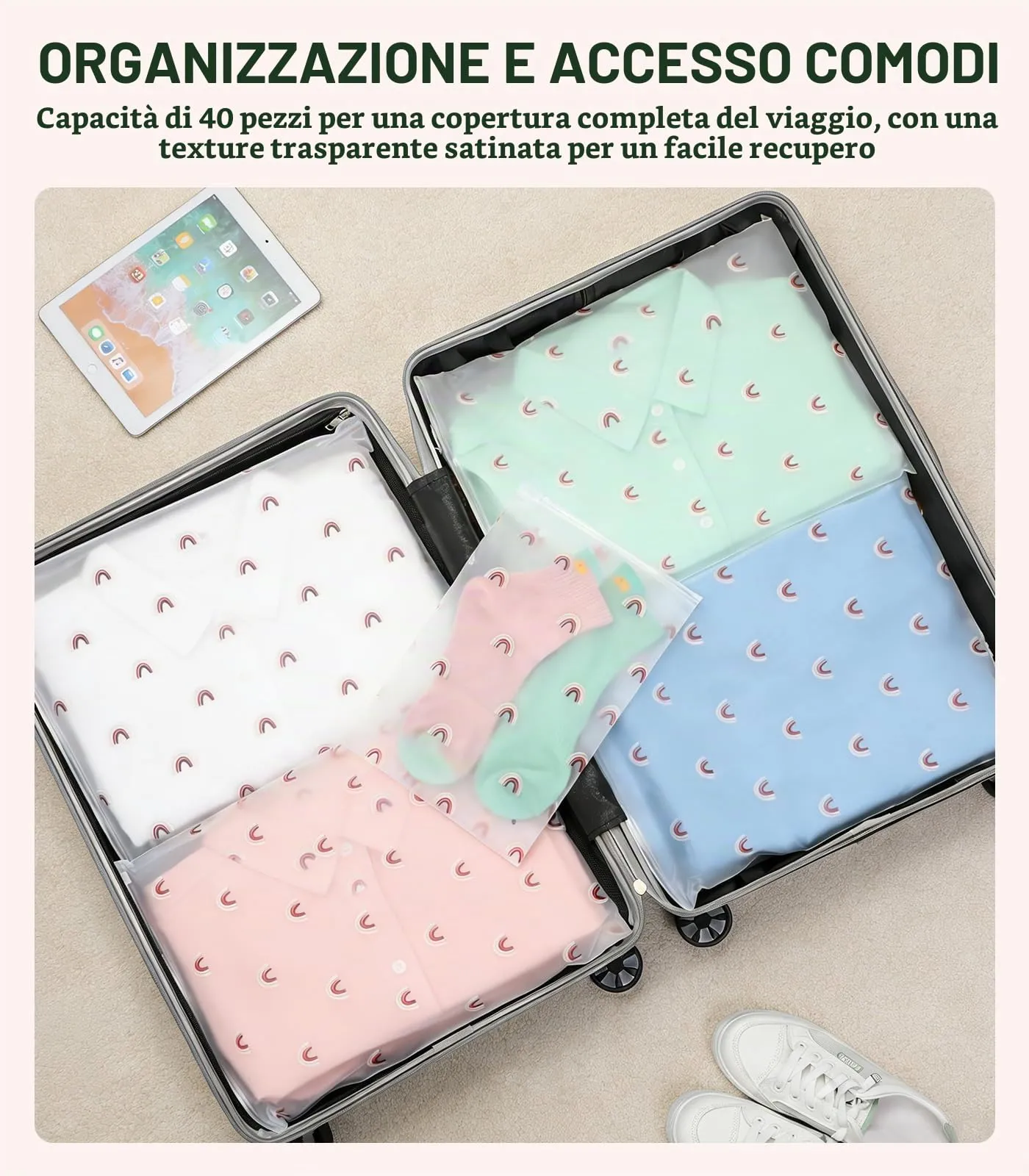 AiQInu 40 Pezzi Sacchetti per Vestiti Trasparenti Plastica, Sacchetti Vestiti Viaggio, Borsa Valigia Organizer, Trasparenti Plastica da Zip - immagine 3