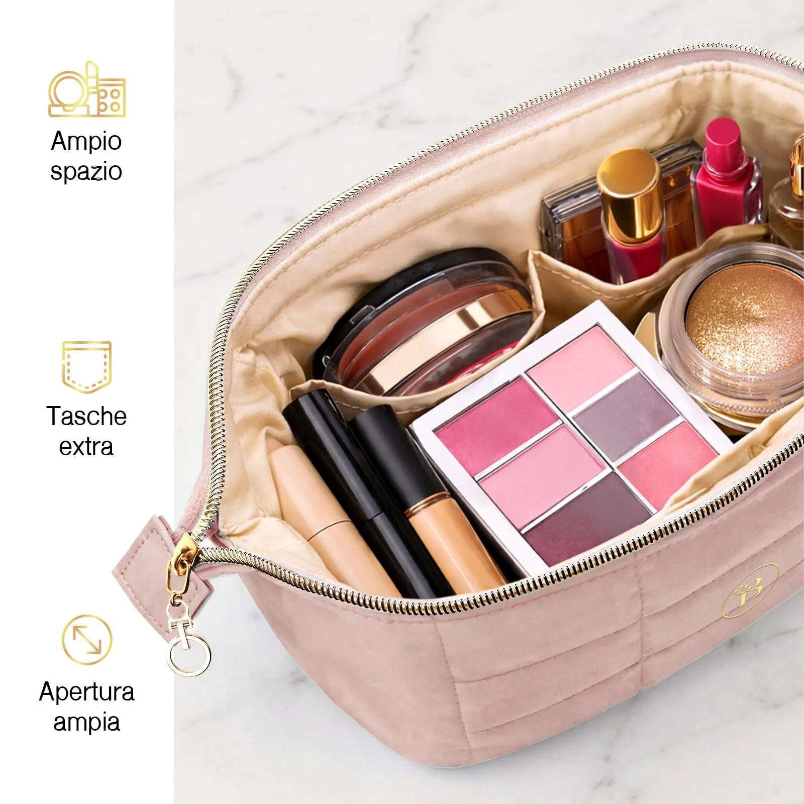 Make Up Bag - Porta Trucchi da Viaggio con Scomparti Interni - immagine 2