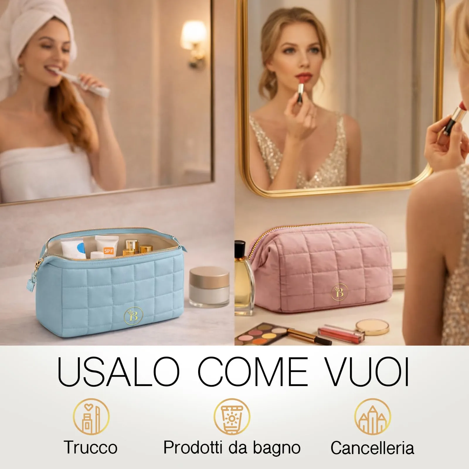 Make Up Bag - Porta Trucchi da Viaggio con Scomparti Interni - immagine 5