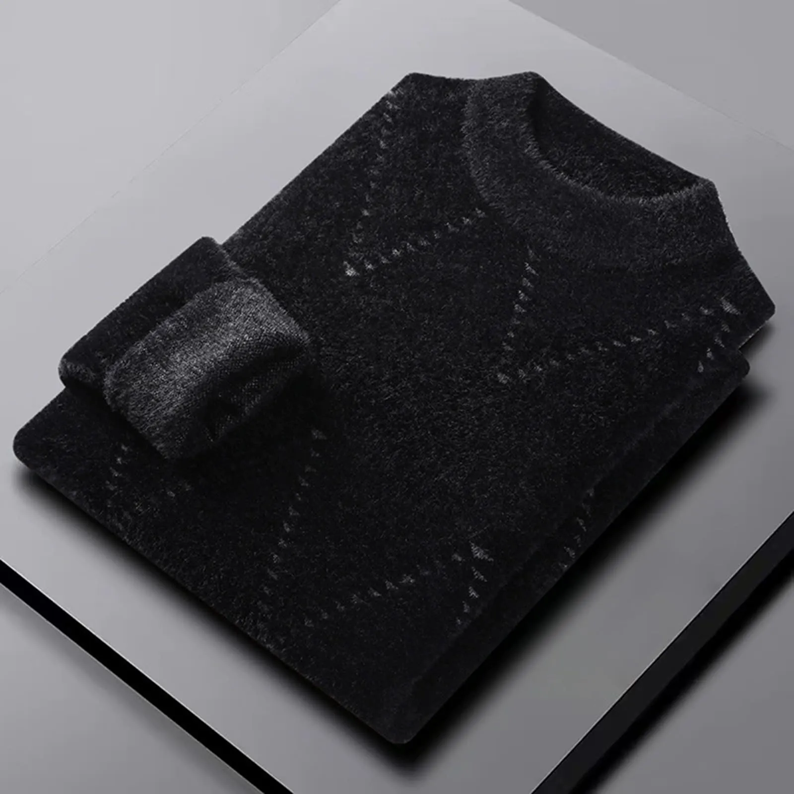 Argyle - Maglione da uomo con motivo a rombi, in jacquard, con scollo rotondo, invernale, lavorato a maglia, da lavoro, leggero, S2 grigio, XXL - immagine 4