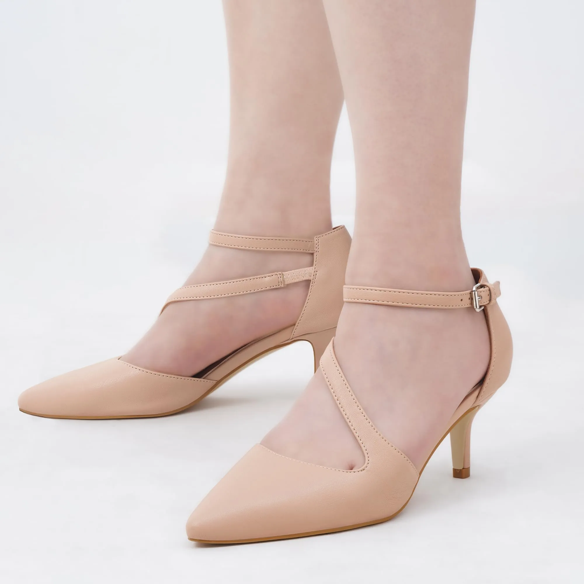 Greatonu Décolleté da Donna Scarpe A Punta Tacco Gattino Matrimonio Festa Nuziale Scarpe Eleganti da Ufficio Nude2 EU 41 - immagine 7