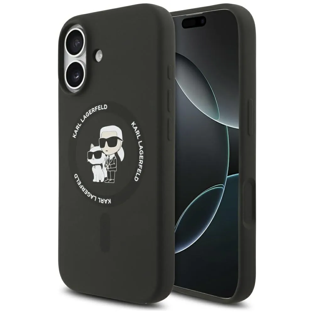Custodia MagSafe per Apple iPhone 17, Karl Lagerfeld, Ring Karl & Choupette, Nera - immagine 1