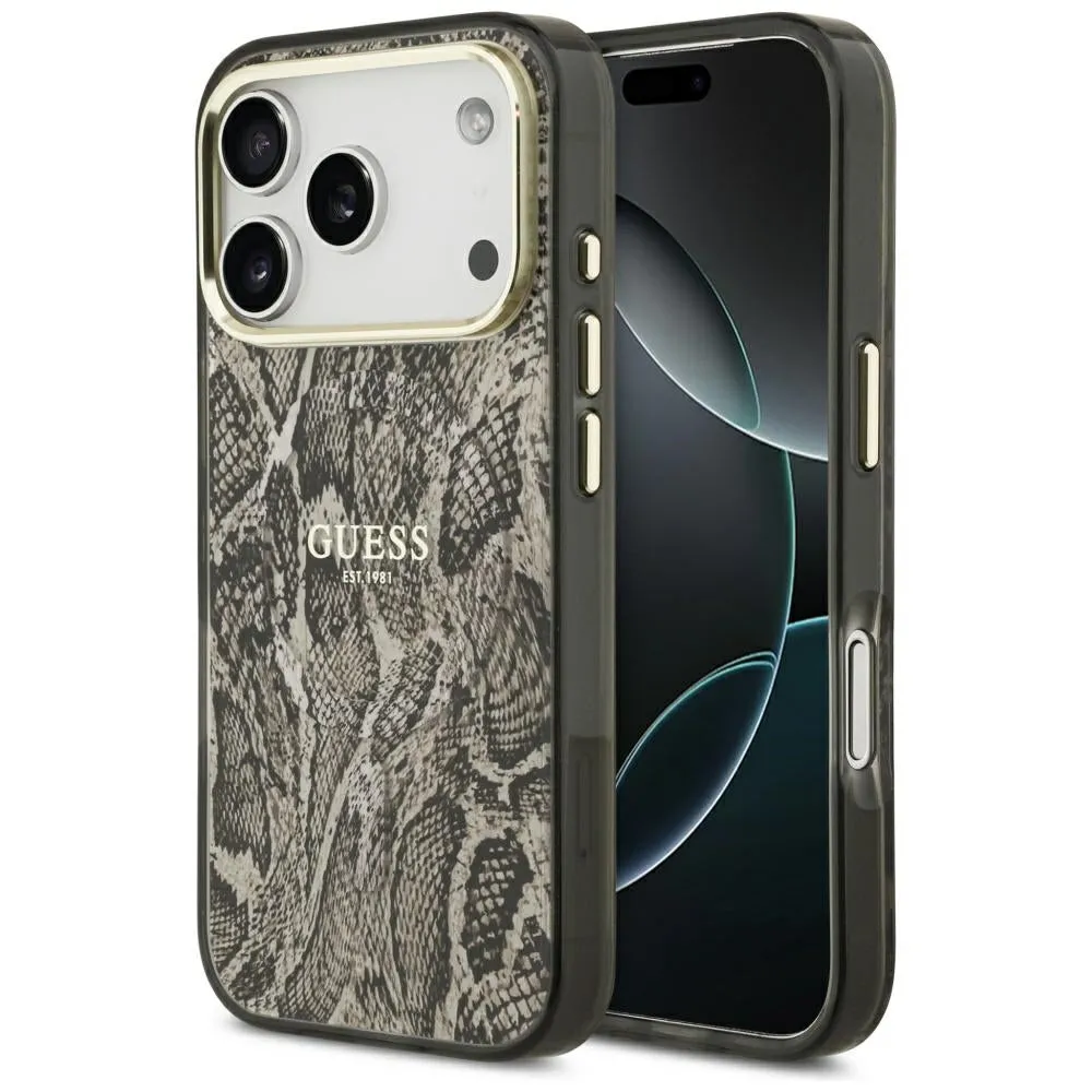 Custodia MagSafe per Apple iPhone 17 Pro Max, Guess, Python Pattern, Marrone - immagine 1