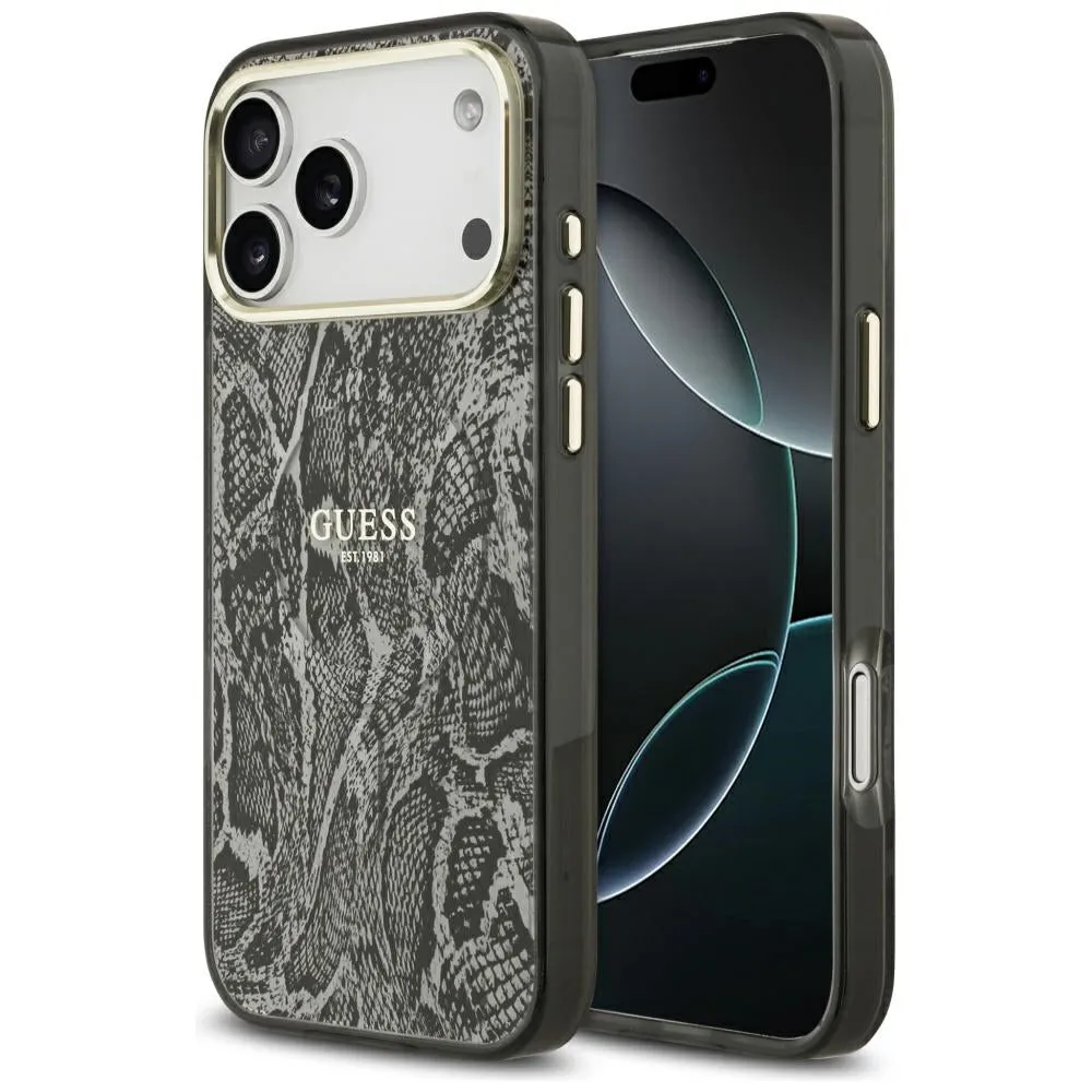 Custodia MagSafe per Apple iPhone 17 Pro Max, Guess, Motivo Pitone, Nera - immagine 1