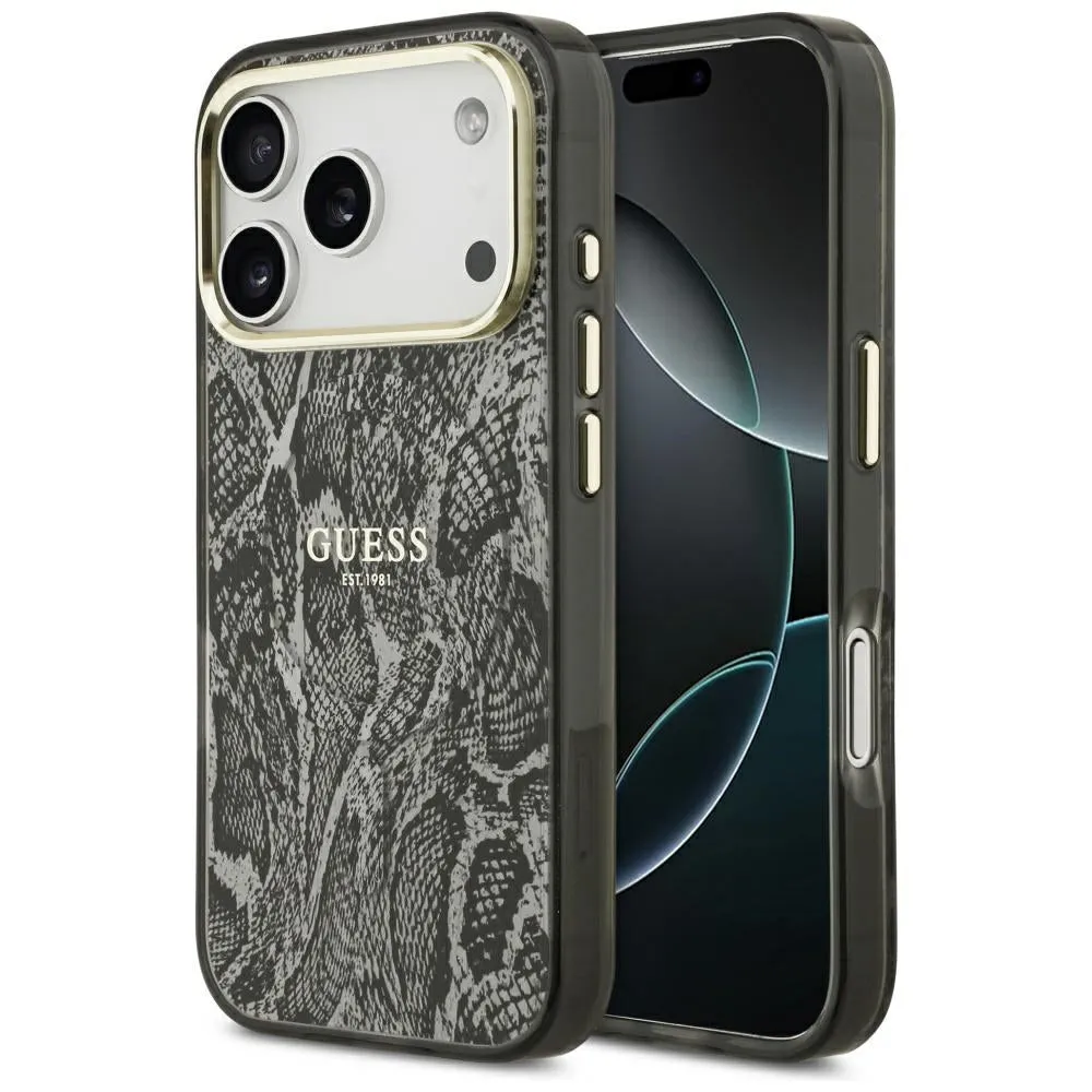 Custodia MagSafe per Apple iPhone 17 Pro, Guess, Python Pattern, Nera - immagine 1