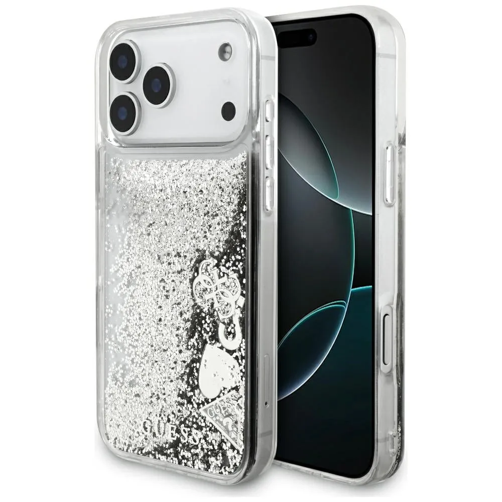 Custodia per Apple iPhone 17 Pro Max, Guess, Liquid Glitter Charms, Argento - immagine 1