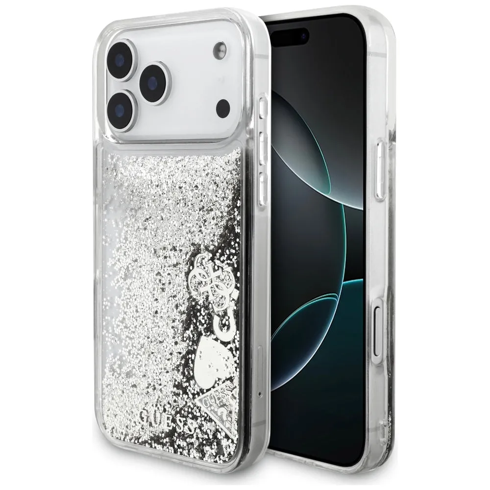 Custodia per Apple iPhone 17 Pro, Guess, Liquid Glitter Charms, Argento - immagine 1