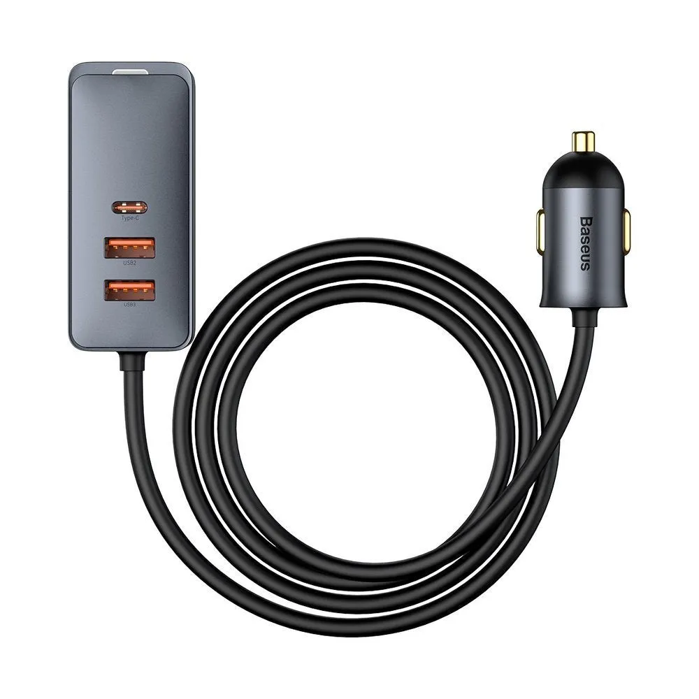 Caricatore Auto Baseus Share Together, 120W, 3A, 3 x USB-A - 1 x USB-C, Grigio CCBT-B0G - immagine 1