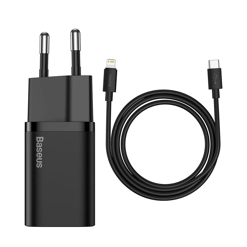 Caricatore da rete con cavo Lightning Baseus Super Si, 20W, 3A, 1 x USB-C, Nero TZCCSUP-B01 - immagine 1