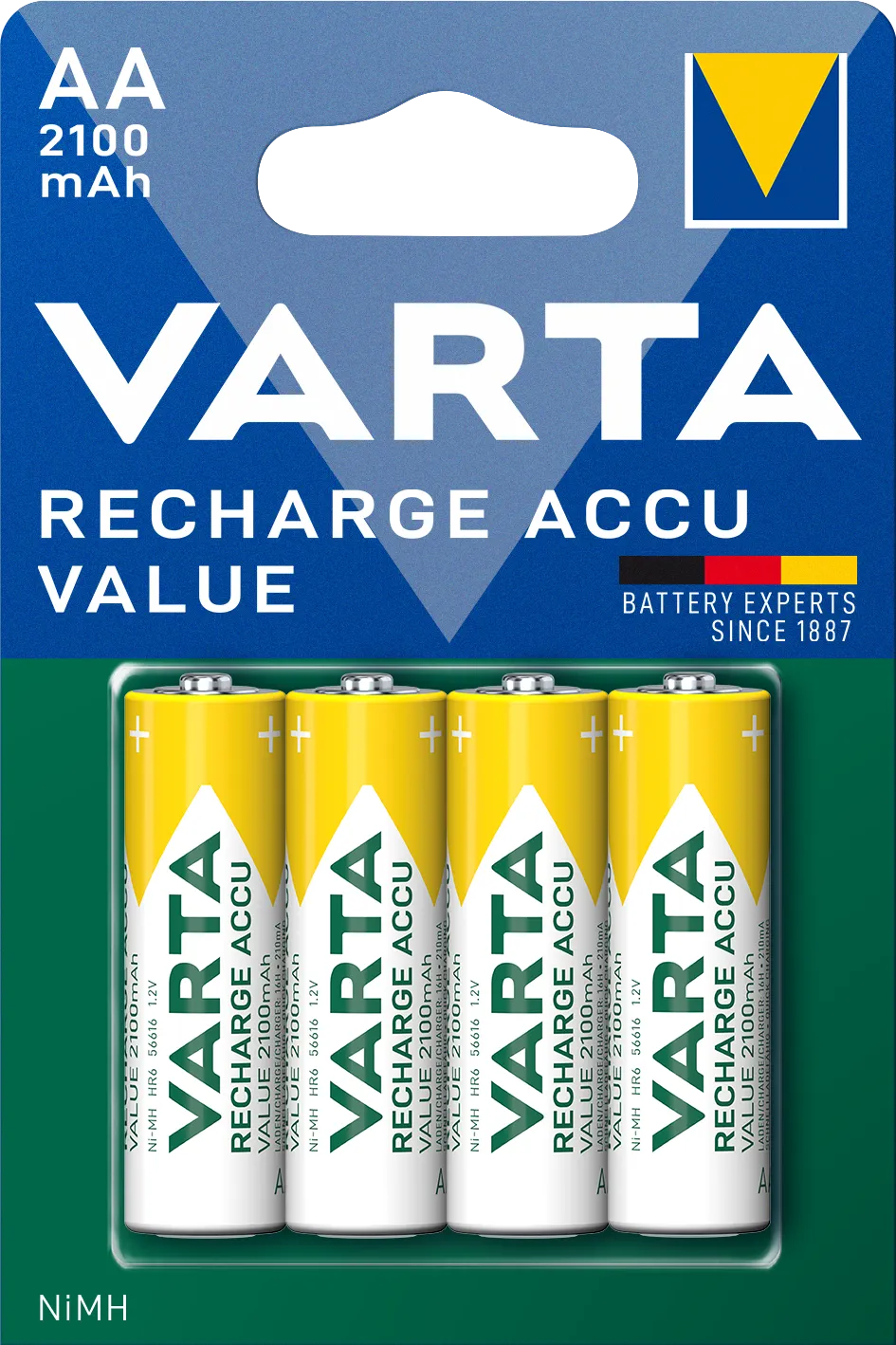 Batteria Ricaricabile Varta Professional, AA / LR6, 2100mAh, Set 4 pezzi - immagine 1