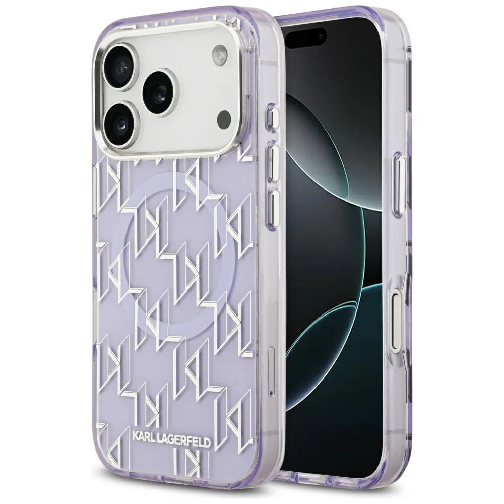 Custodia MagSafe per Apple iPhone 17 Pro, Karl Lagerfeld, IML KL Monogram, Viola - immagine 1