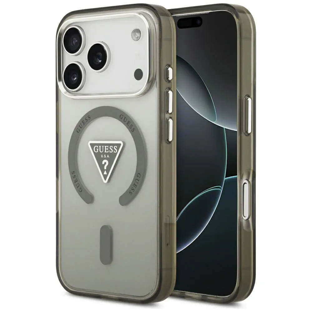 Custodia MagSafe per Apple iPhone 17 Pro, Guess, Logo Triangolo Gradiente IML, Kaki - immagine 1