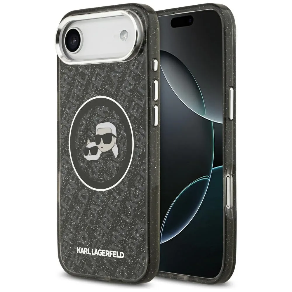 Custodia MagSafe per Apple iPhone 17 Air, Karl Lagerfeld, IML Glitter Karl & Choupette's Heads, Nera - immagine 1