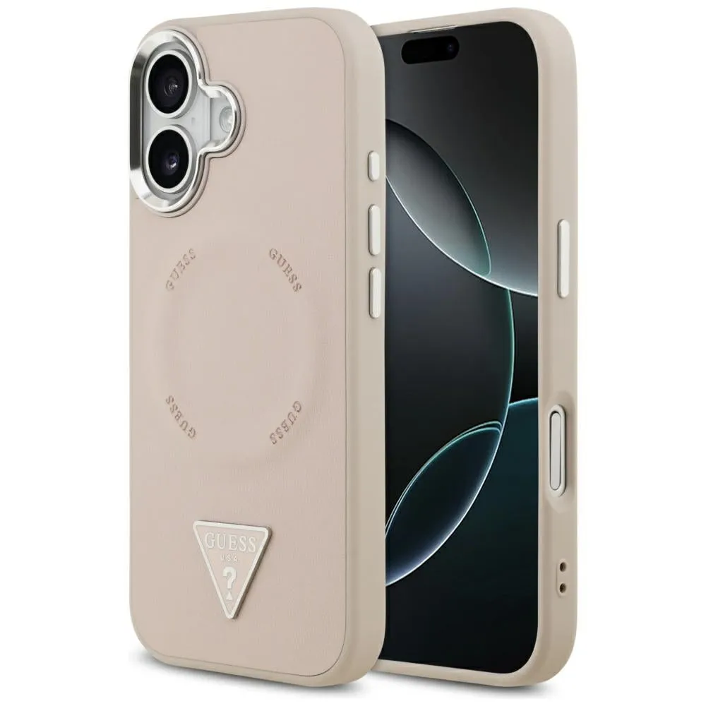 Custodia MagSafe per Apple iPhone 17, Guess, Logo Triangolo, Rosa Argento - immagine 1